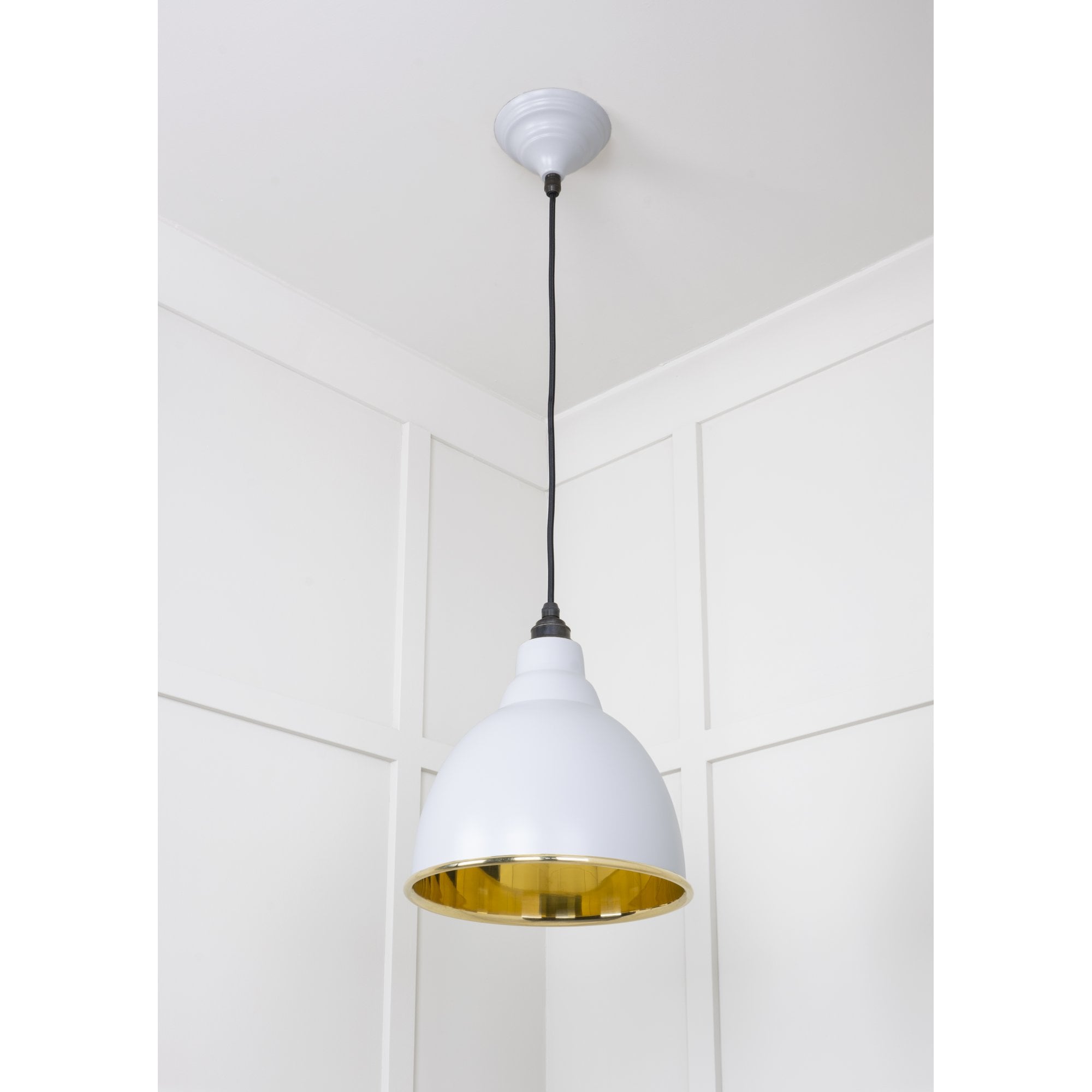 From The Anvil Smooth Brass Brindley Pendant - Birch (Pale Grey)