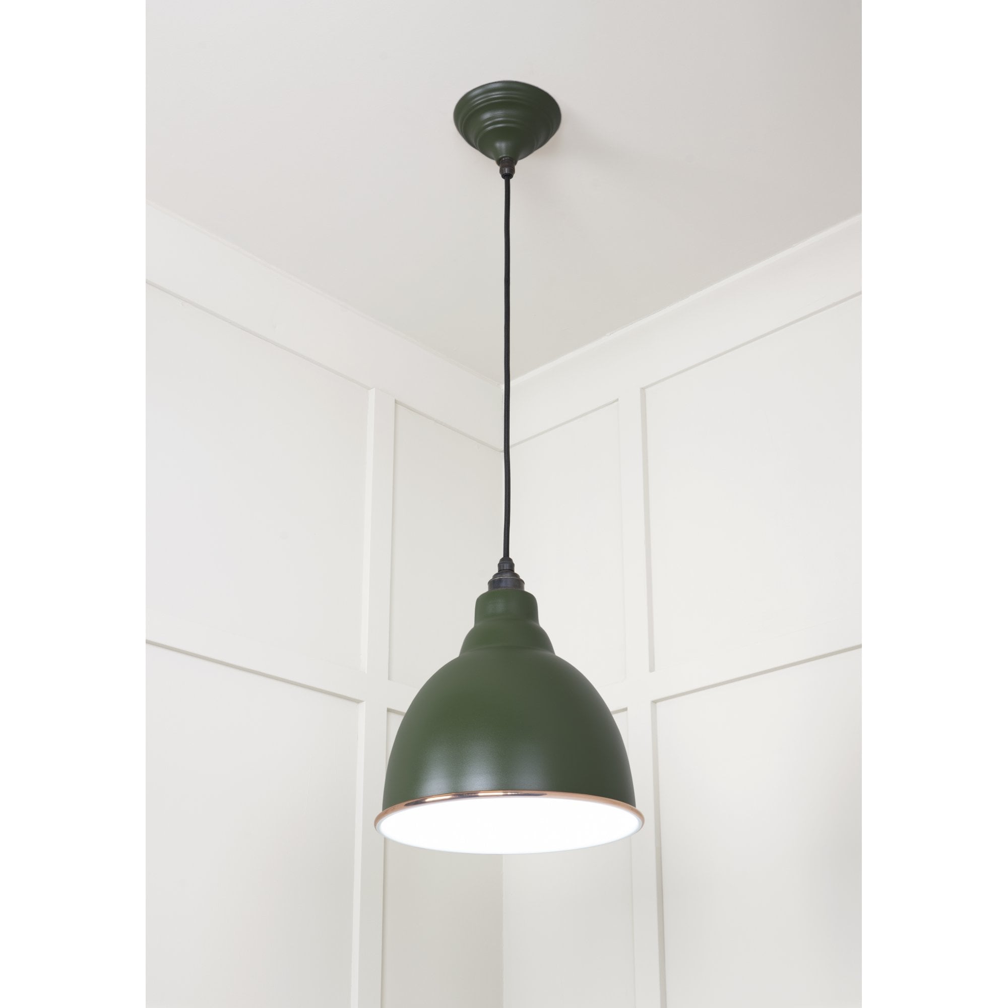 From The Anvil White Gloss Brindley Pendant - Heath (Earthy Green)