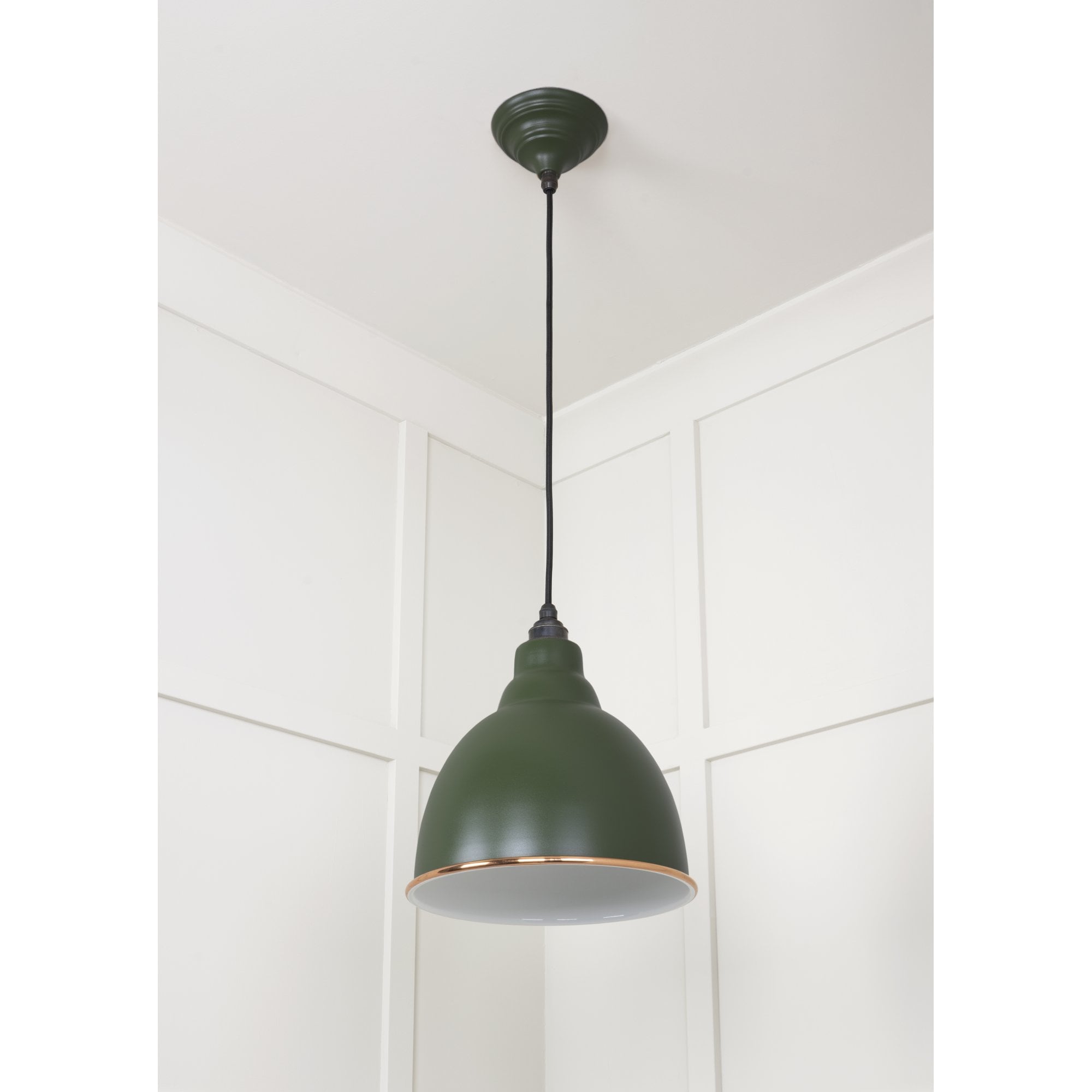 From The Anvil White Gloss Brindley Pendant - Heath (Earthy Green)