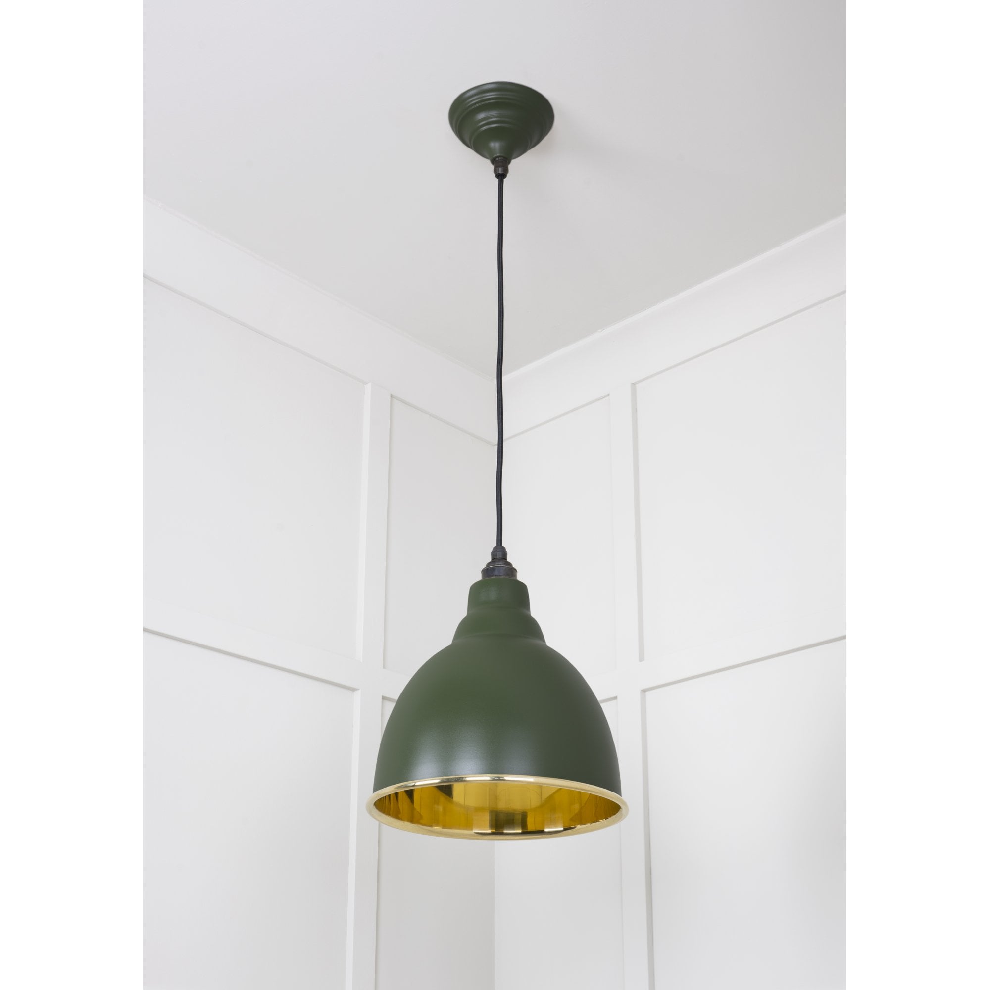 From The Anvil Smooth Brass Brindley Pendant - Heath (Earthy Green)