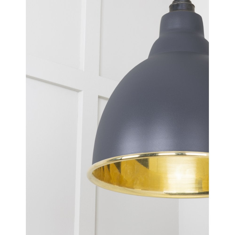 From The Anvil Smooth Brass Brindley Pendant - Slate (Mid Grey)