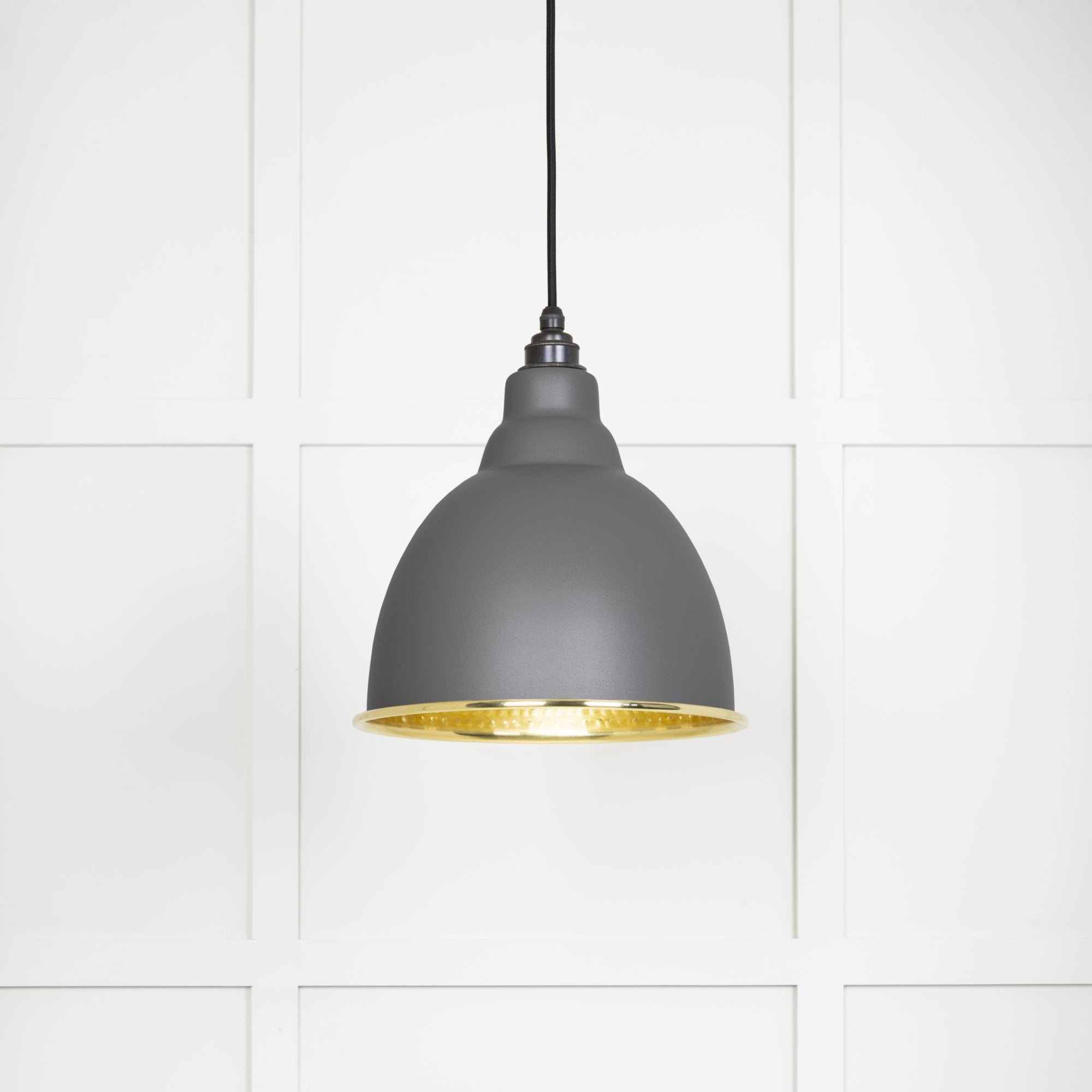 From The Anvil Hammered Brass Brindley Pendant - Bluff (Warm Grey)
