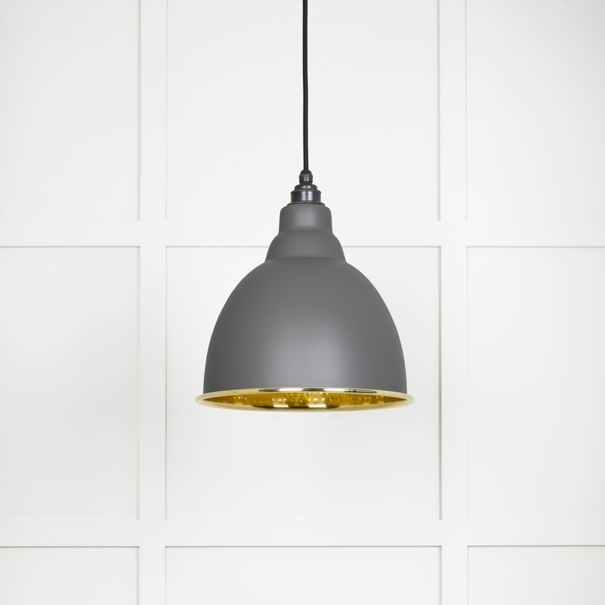 From The Anvil Hammered Brass Brindley Pendant - Bluff (Warm Grey)