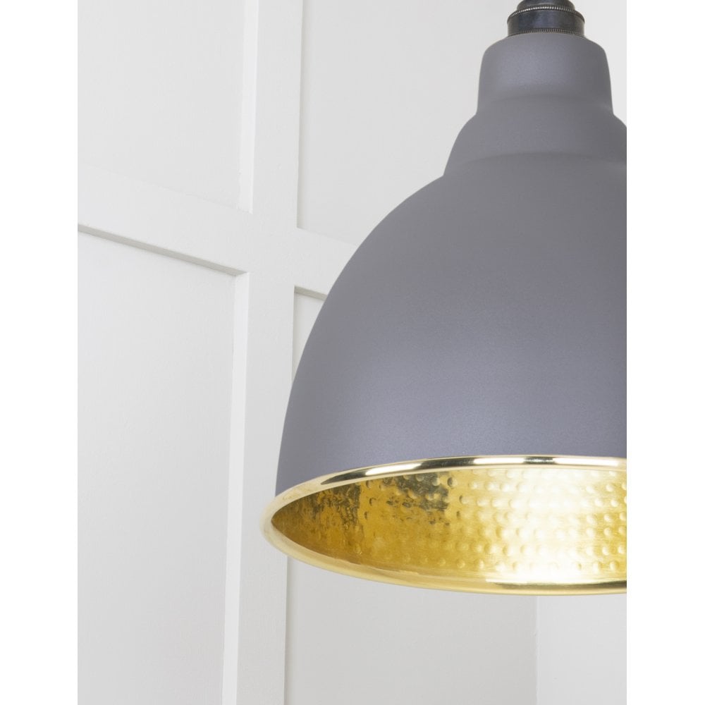 From The Anvil Hammered Brass Brindley Pendant - Bluff (Warm Grey)