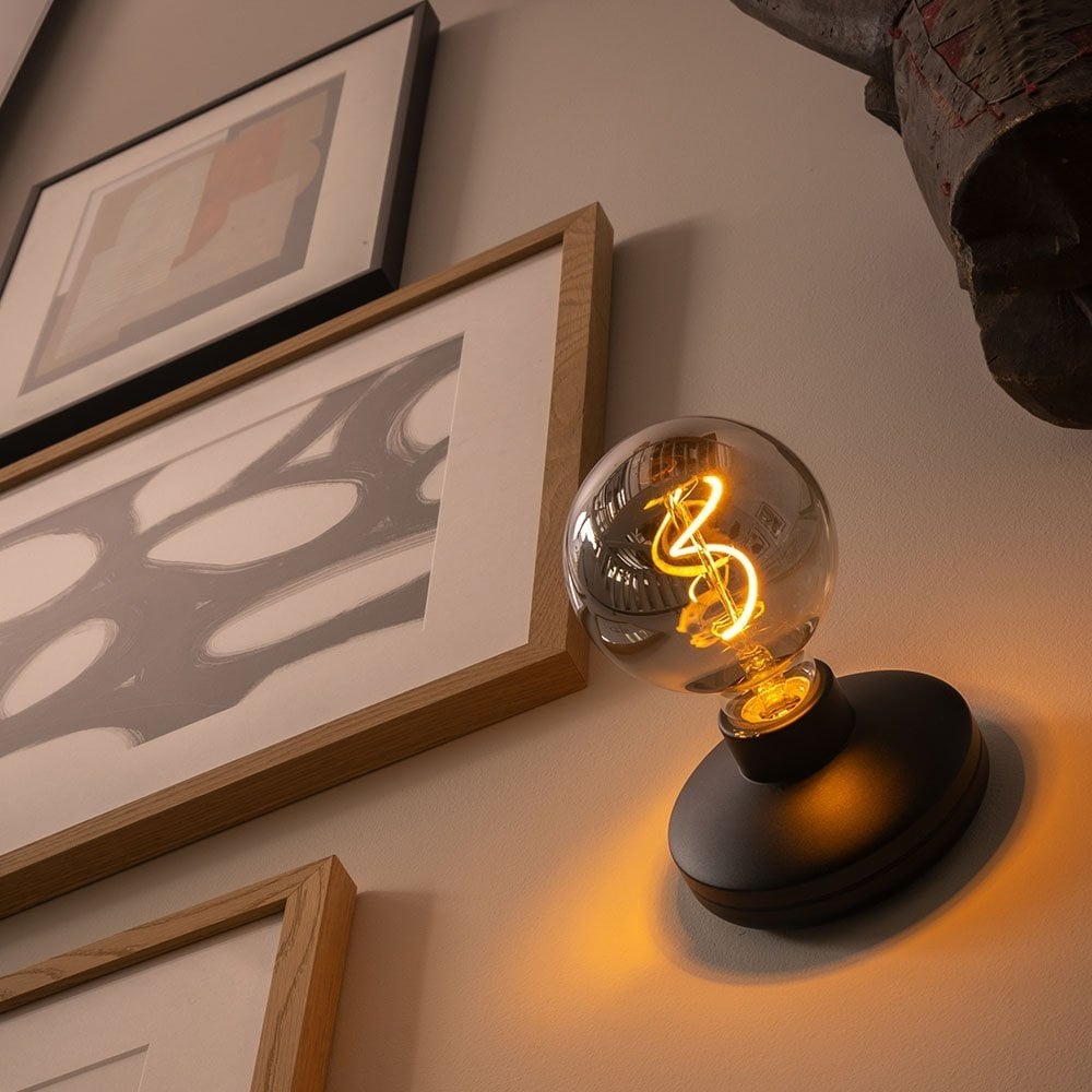Humble Bee Wall Light - Black & Smoked Bulb