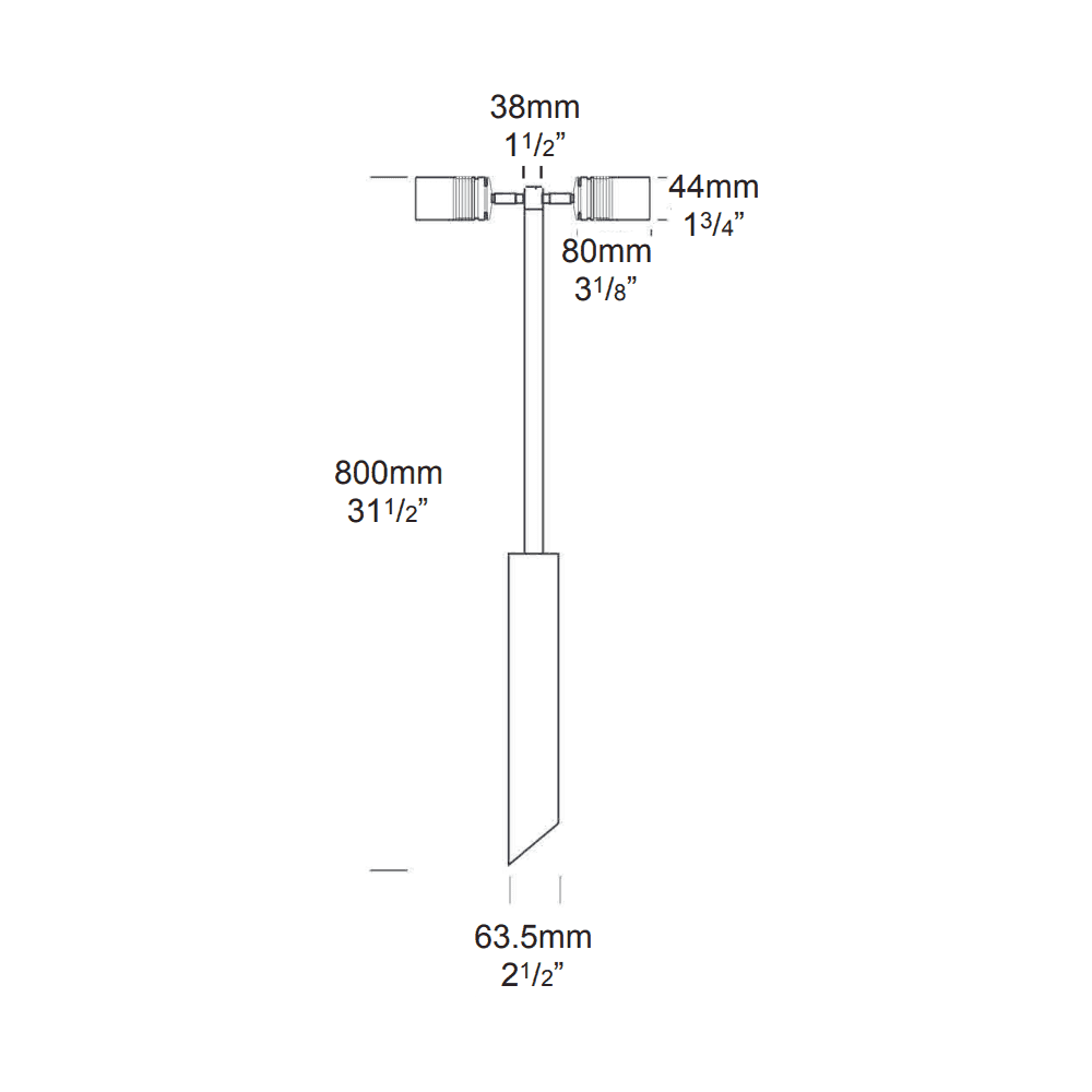 Hunza Pure LED Euro Twin Pole Light Retro - Stainless Steel - Mains