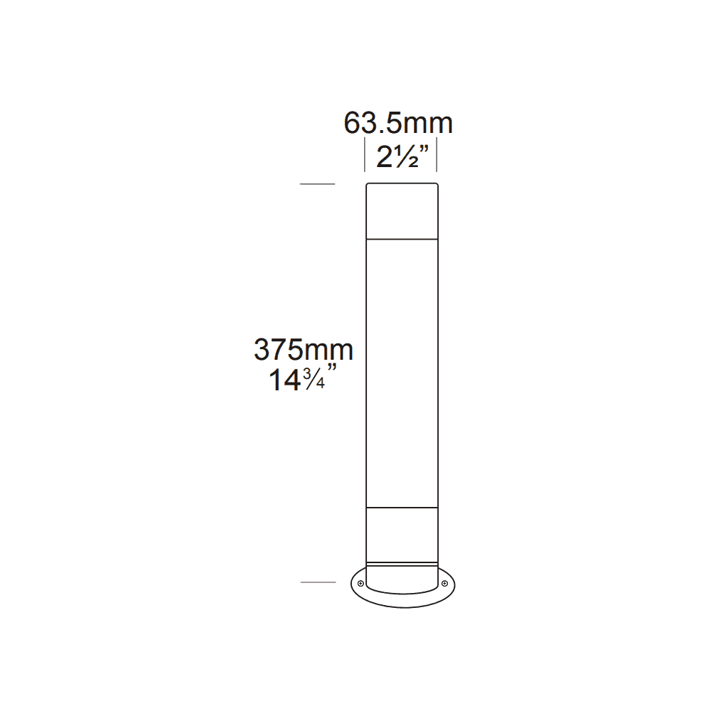 Hunza Bollard 300mm (90mm Flange Mounted) - Stainless Steel - Low Voltage