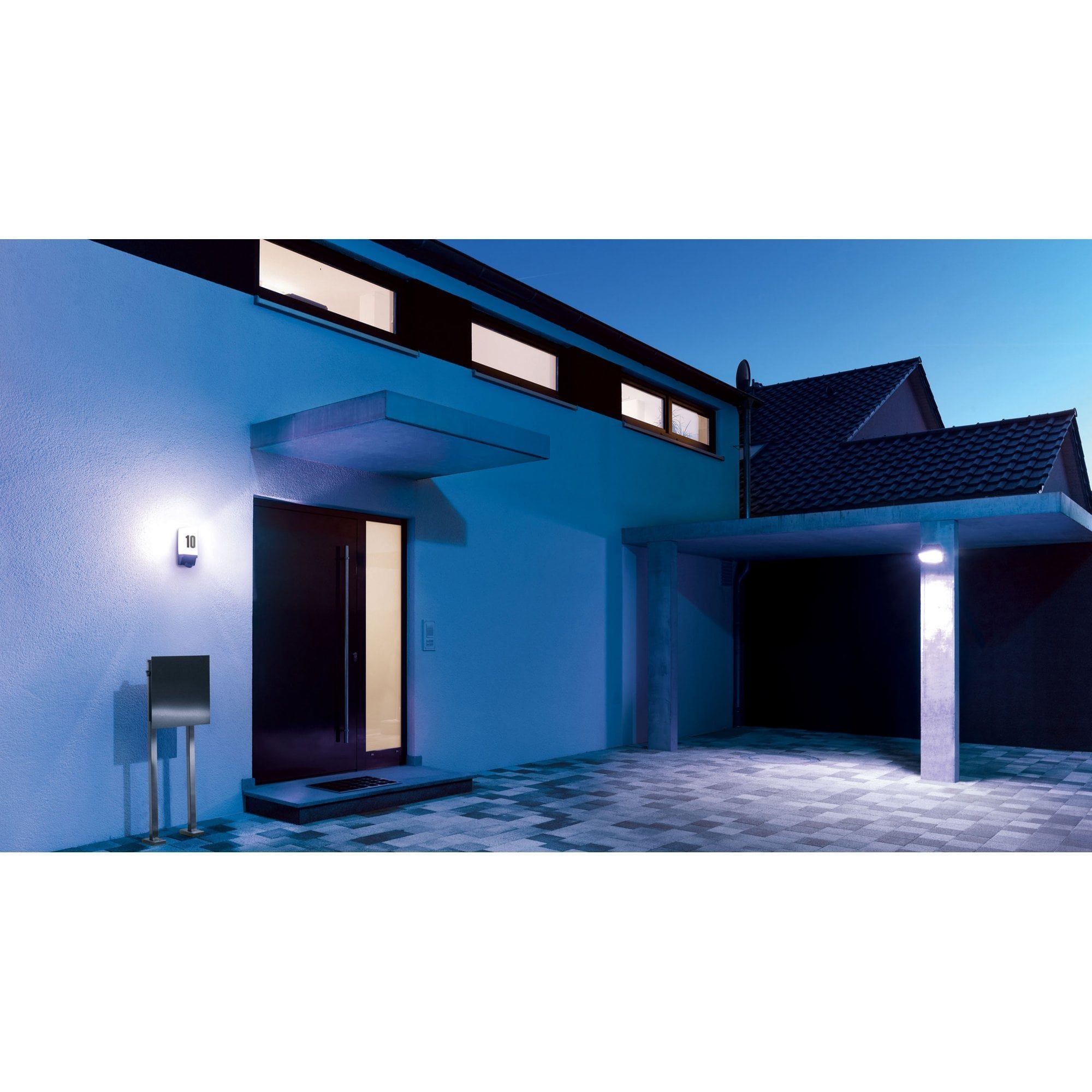 Steinel L 1 Wall Light with house number and PIR - Impact Resistant - Black