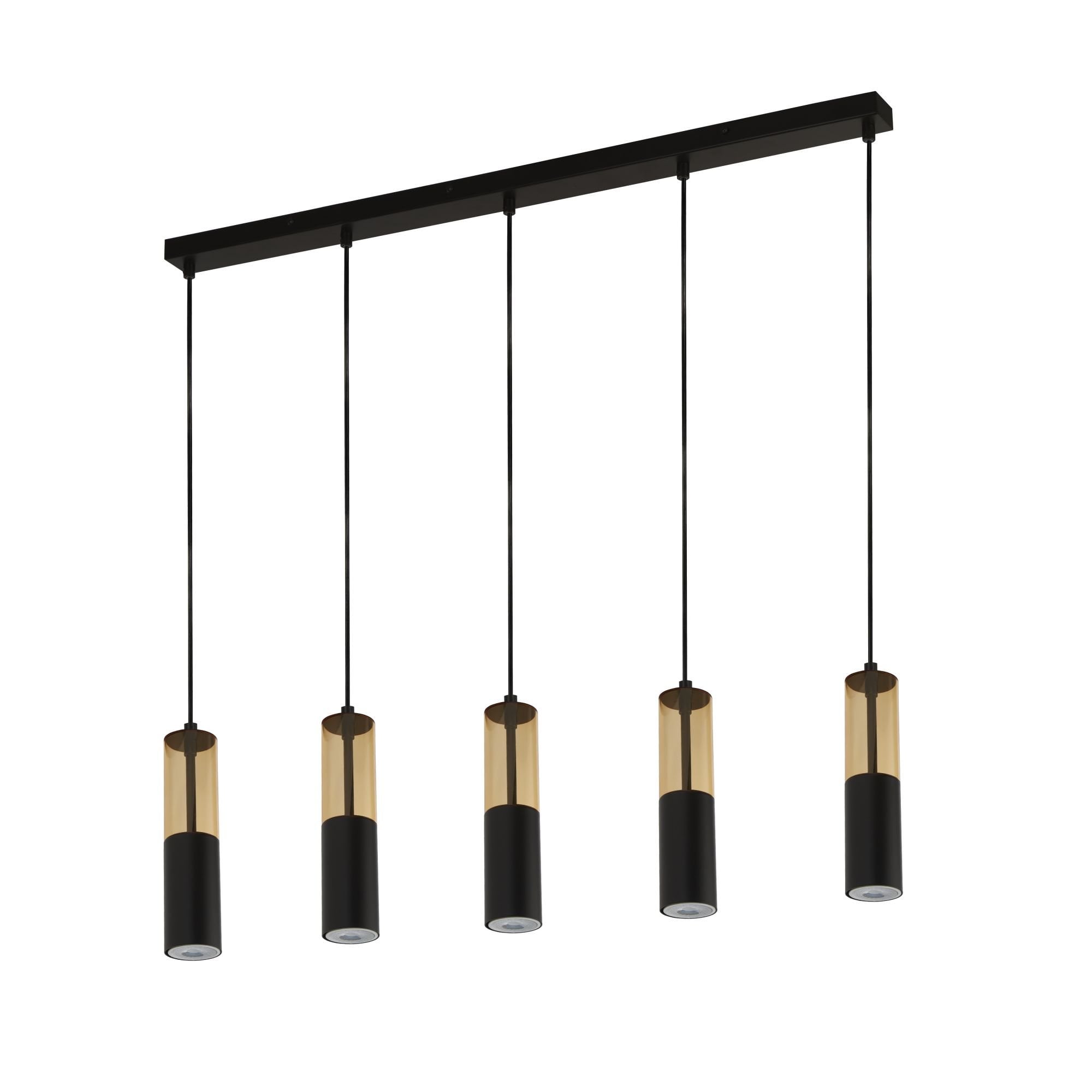 Searchlight Maud 5 Light Bar Ceiling Pendant - Amber Acrylic & Black