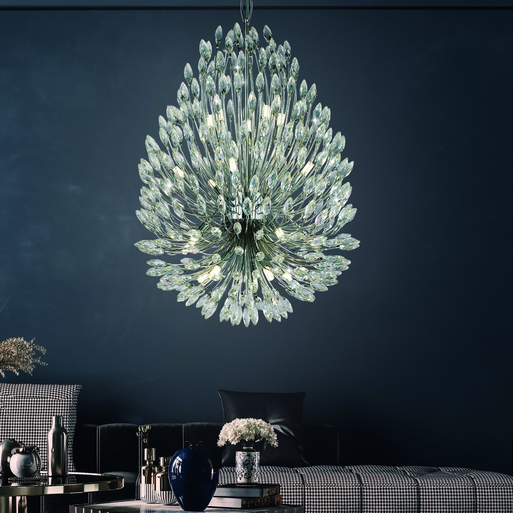 Searchlight Paradise 20 Light Ceiling Pendant - Crystal & Metal