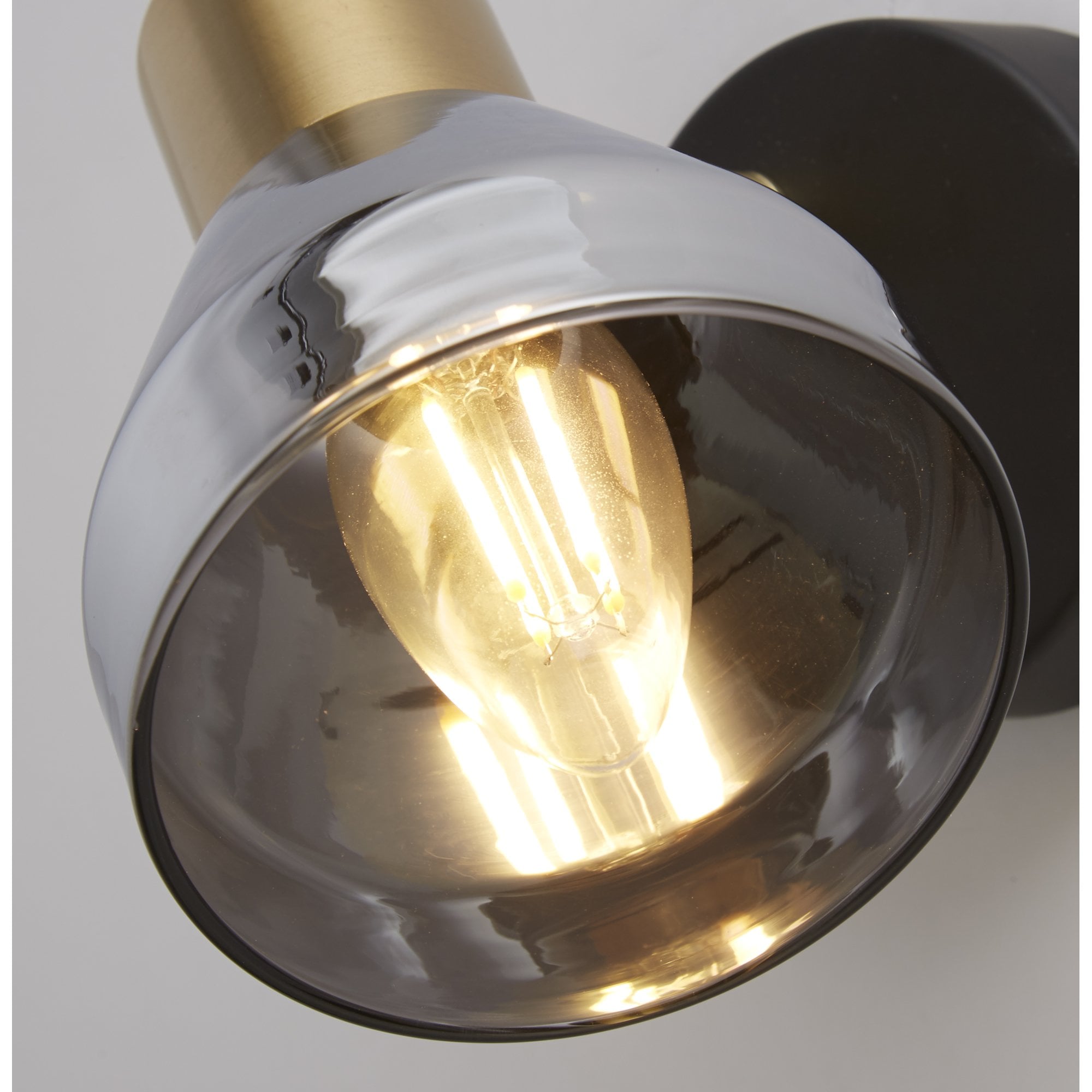 Searchlight Westfield Spotlight - Black, Satin Brass & Smoked Glass