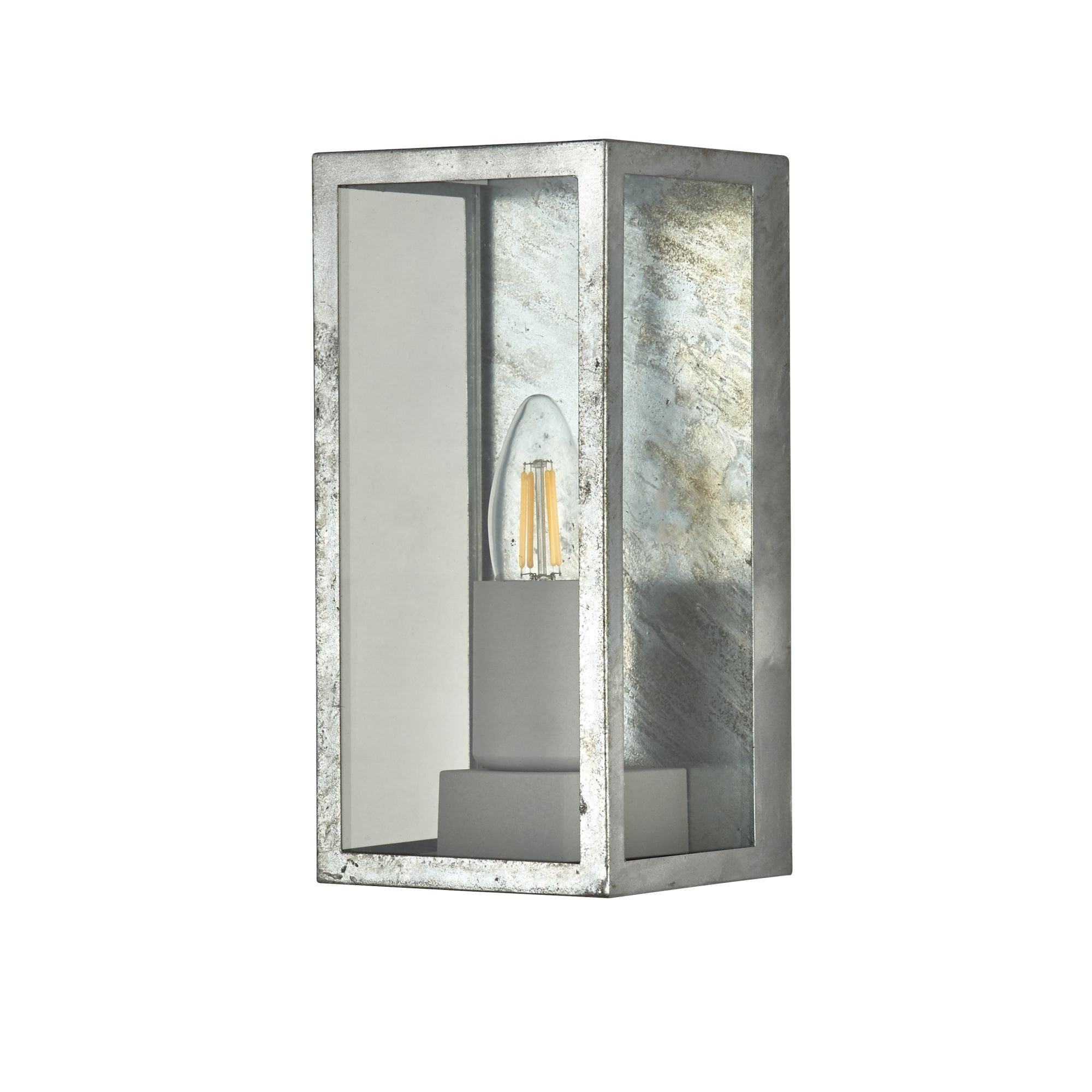 Searchlight Byron II Outdoor IP44 Wall Light - Silver & Clear Glass