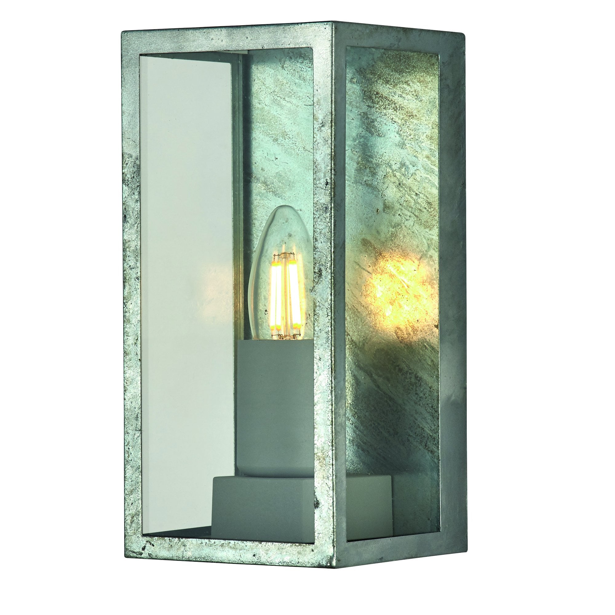 Searchlight Byron II Outdoor IP44 Wall Light - Silver & Clear Glass