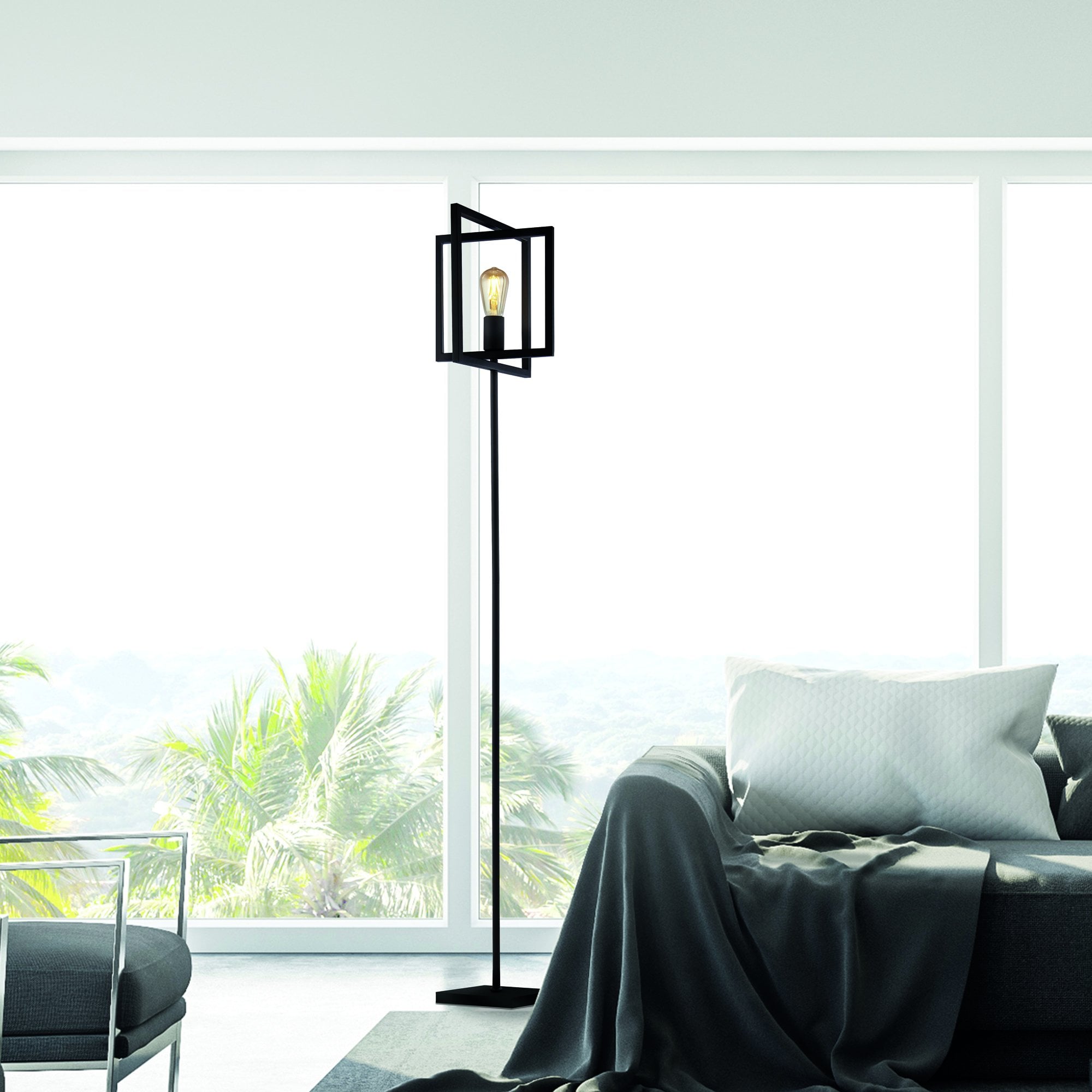 Searchlight Pickwick Adjustable Floor Lamp - Matt Black