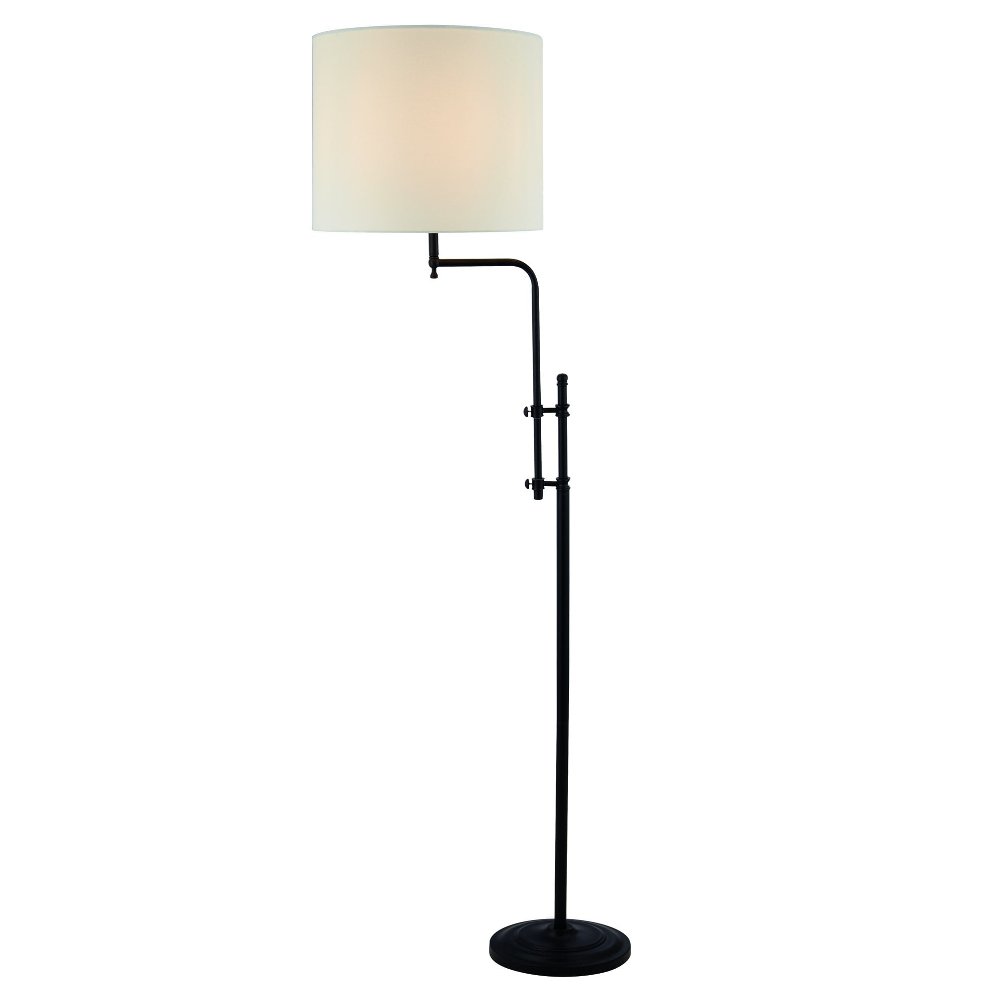 Searchlight Miles Adjustable Floor Lamp - Matt Black & Linen Shade