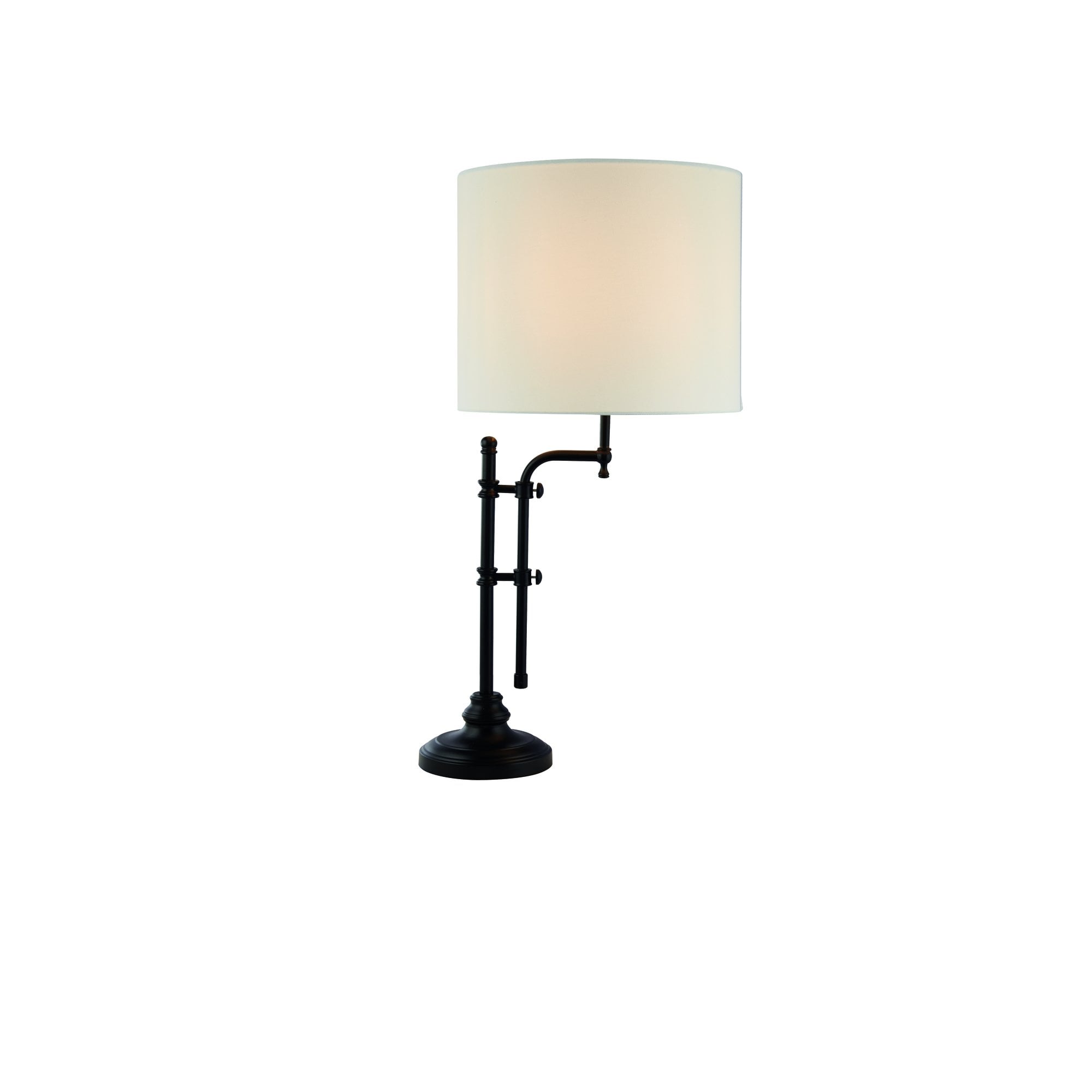 Searchlight Miles Adjustable Table Lamp - Matt Black & Linen Shade