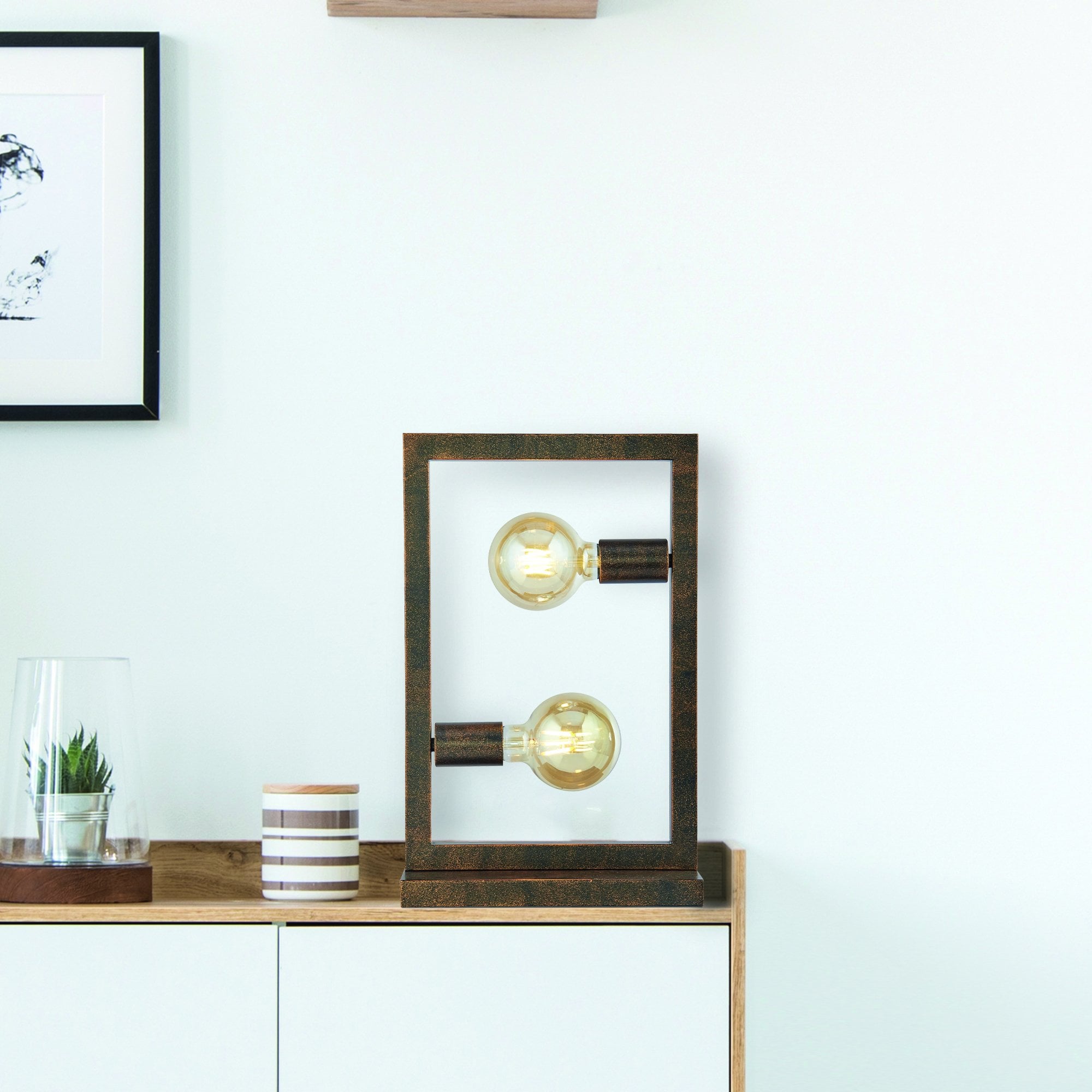 Searchlight Oakes 2 Light Table Lamp - Rustic Brown