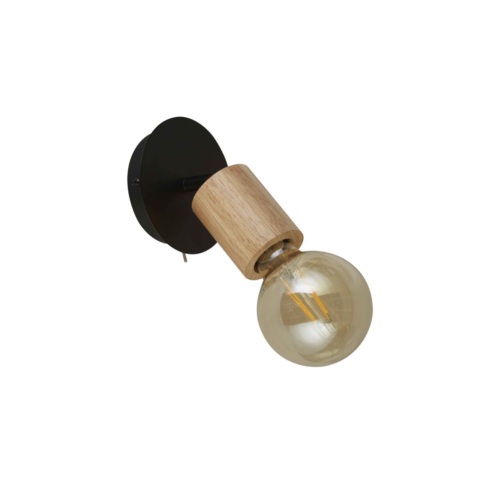 Searchlight South Spotlight Wall Light- Wood & Black Metal