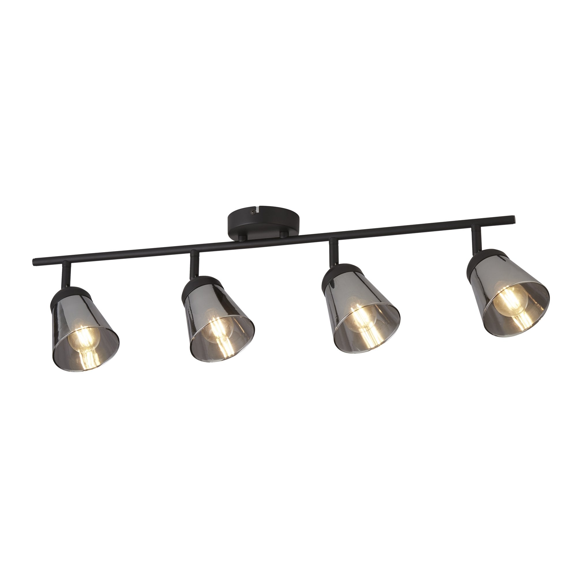 Searchlight Martin 4 Light Bar Spotlight - Black Metal With Smoked Glass