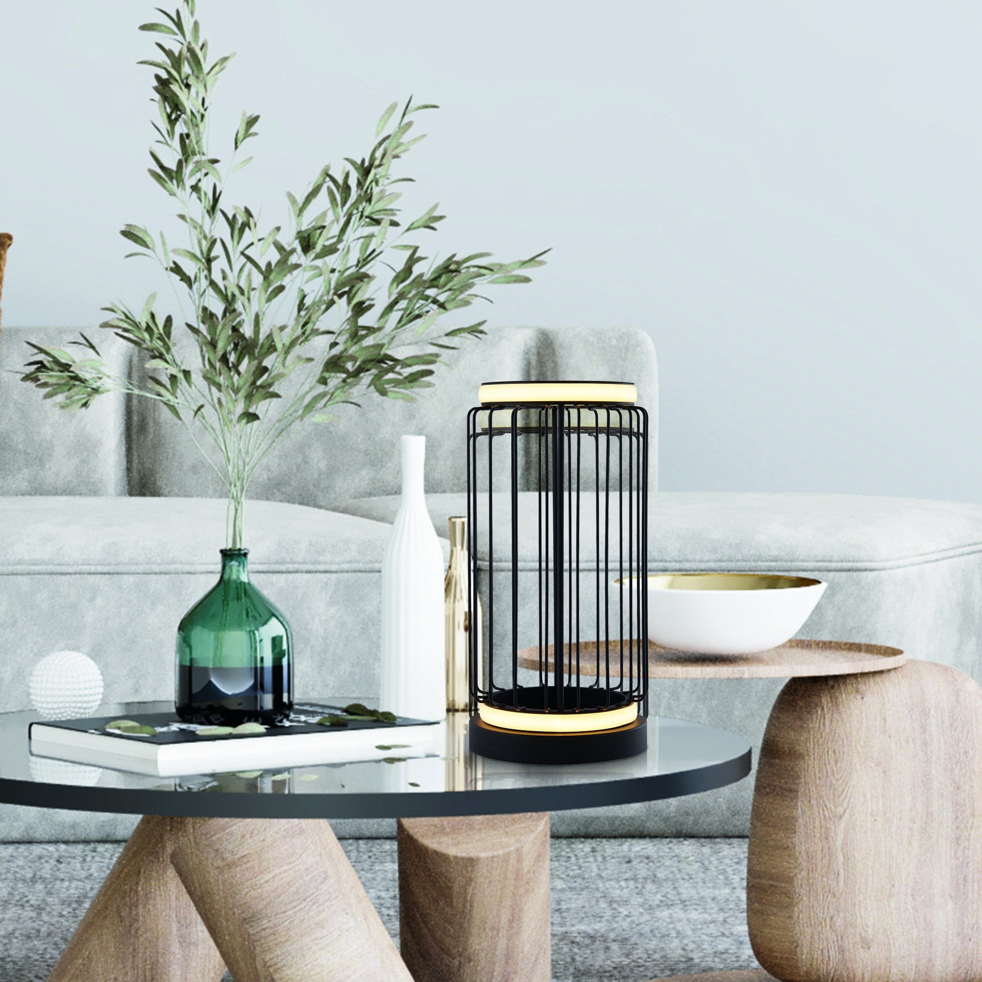 Searchlight Canova Cage LED Table Lamp - Black Metal