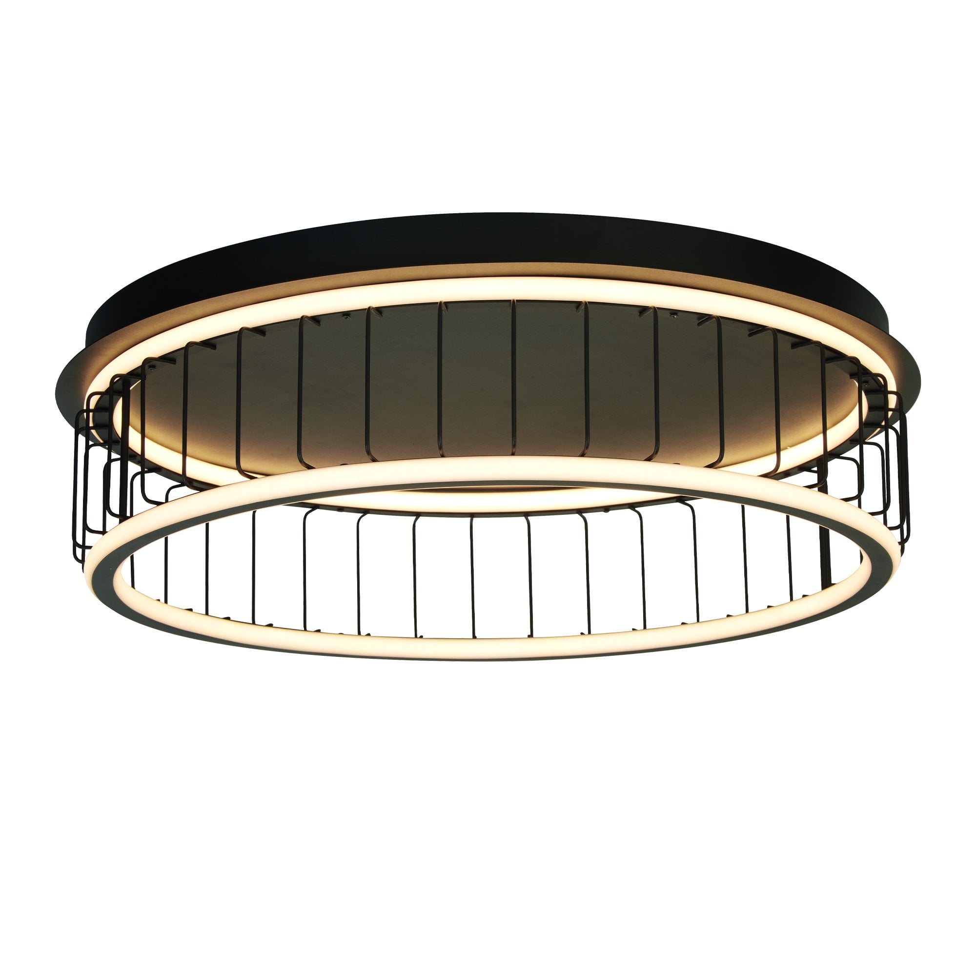 Searchlight Canova Cage LED Flush Ceiling Light - Large - Black Metal