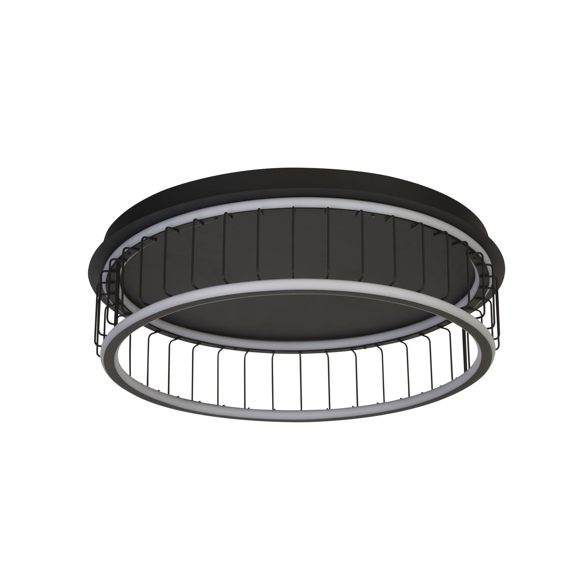 Searchlight Canova Cage LED Flush Ceiling Light - Large - Black Metal