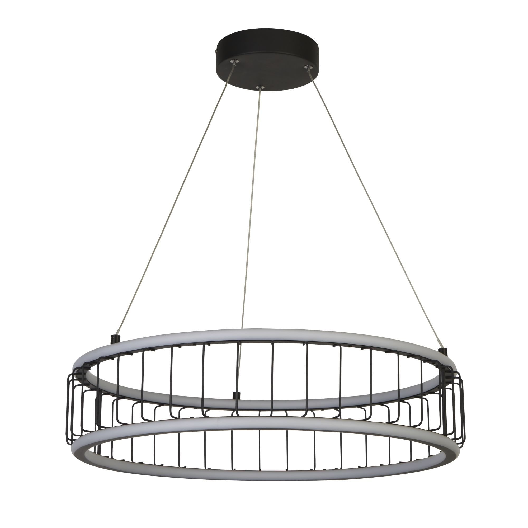 Searchlight Canova Cage LED Drum Ceiling Pendant - Large - Black Metal