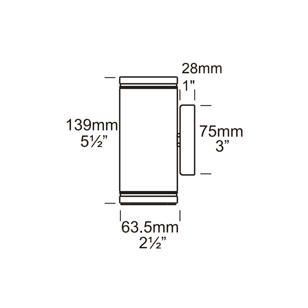 Hunza Pillar Light GU10 - Stainless Steel - Mains