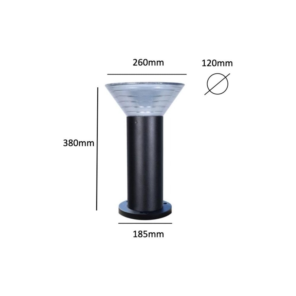Lumena Pro Solar Olympia - 380mm Pedestal Light with External Mounting Base - Solar