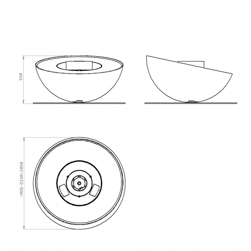 Glammfire Mileto Bioethanol Fire Pit - Black Lacquered Steel