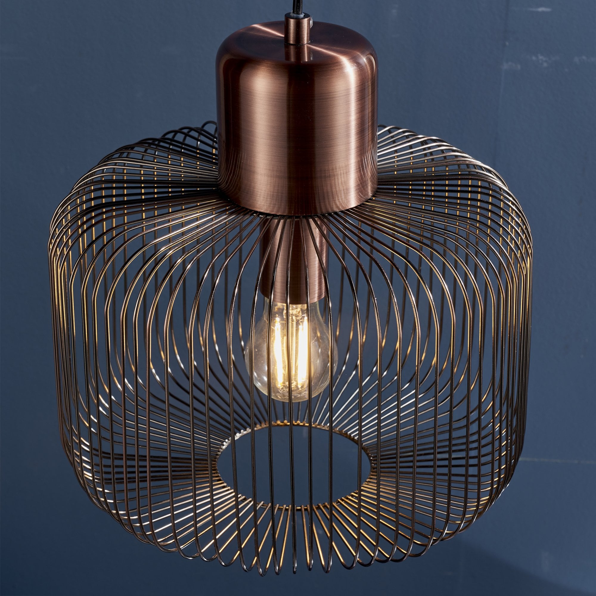 Endon Nicola Single Light Pendant - Antique Copper Plate