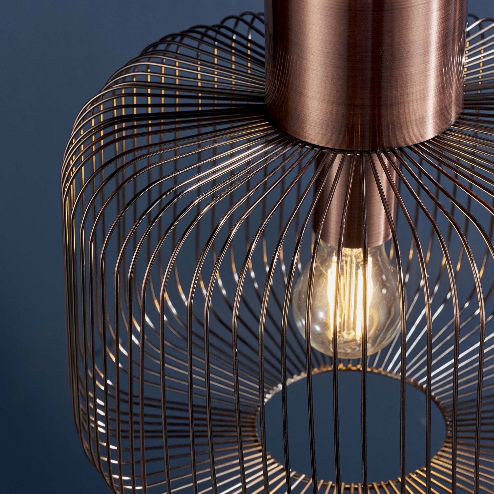 Endon Nicola Single Light Pendant - Antique Copper Plate