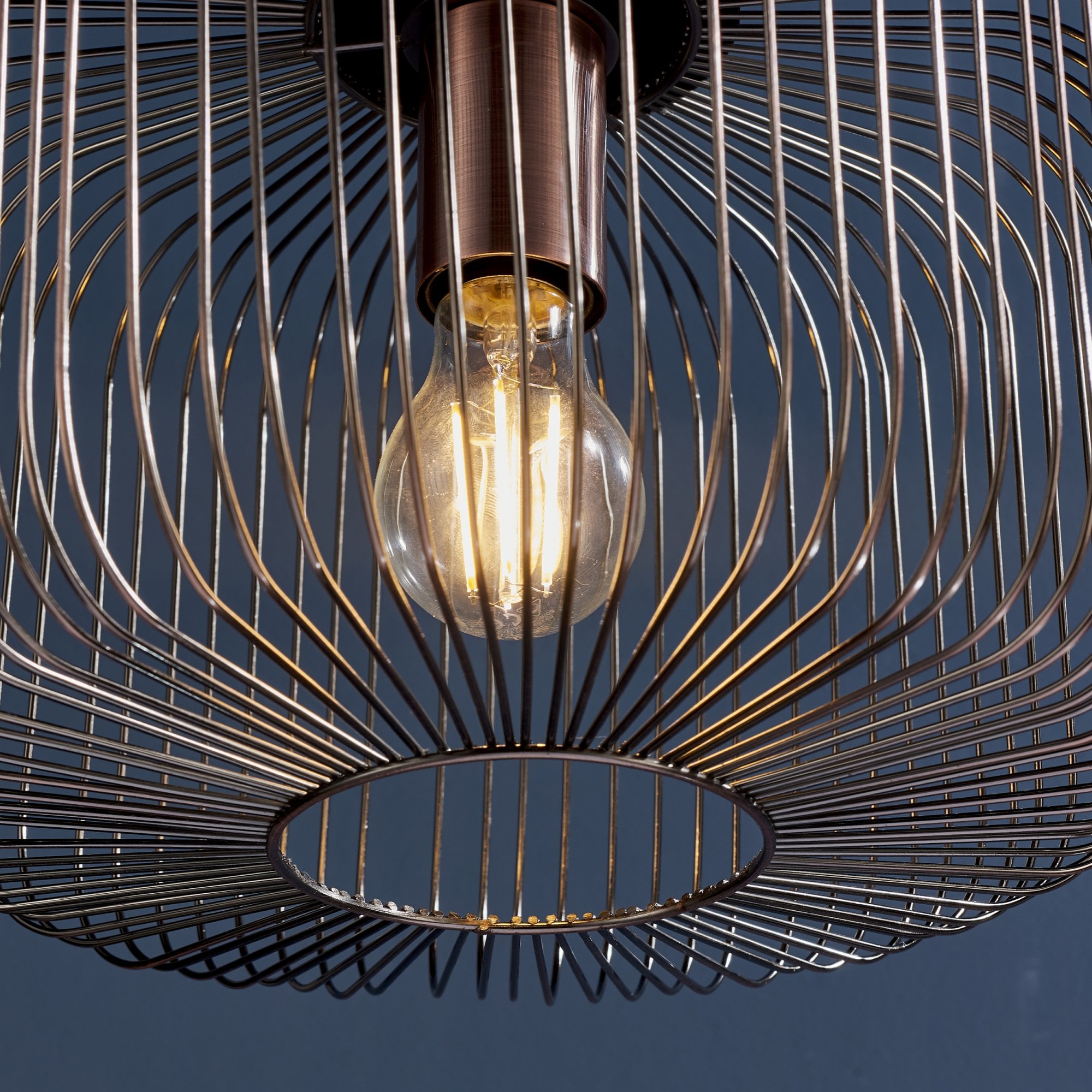 Endon Nicola Single Light Pendant - Antique Copper Plate