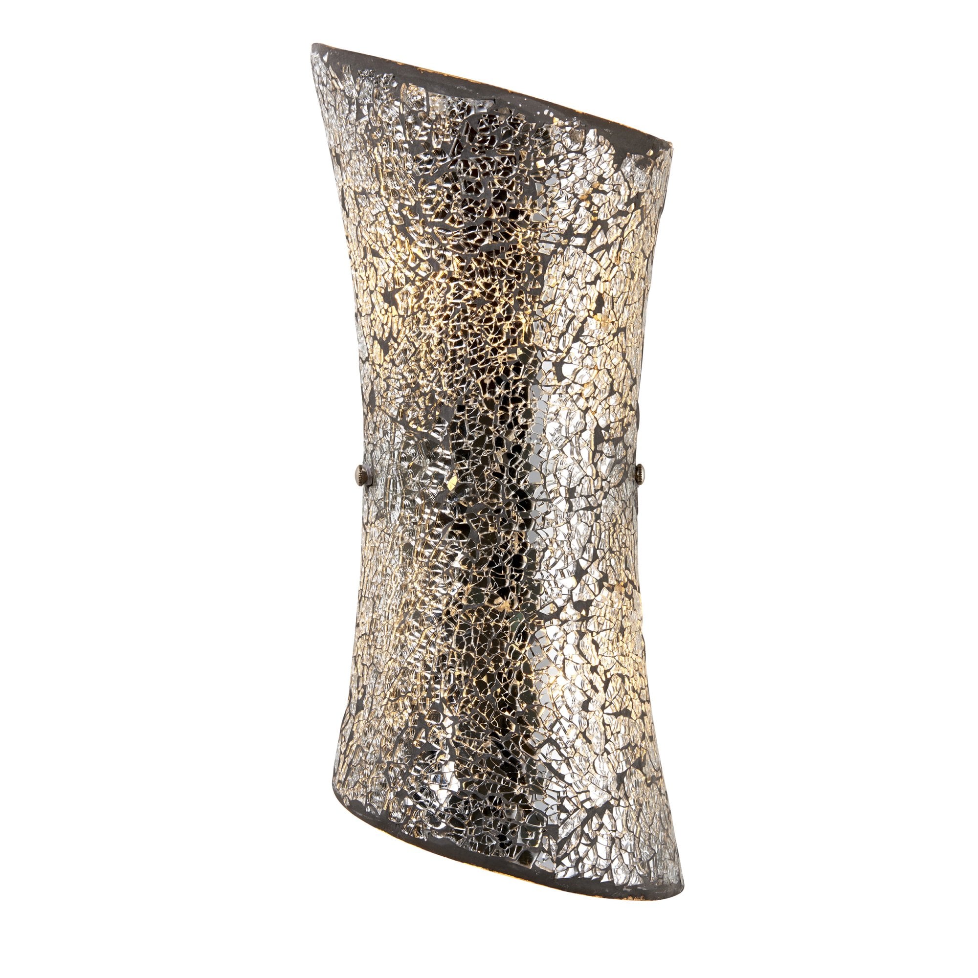 Endon Marconi 2 Light Wall Light - Silver Crazed Mosaic Glass & Satin Nickel Plate