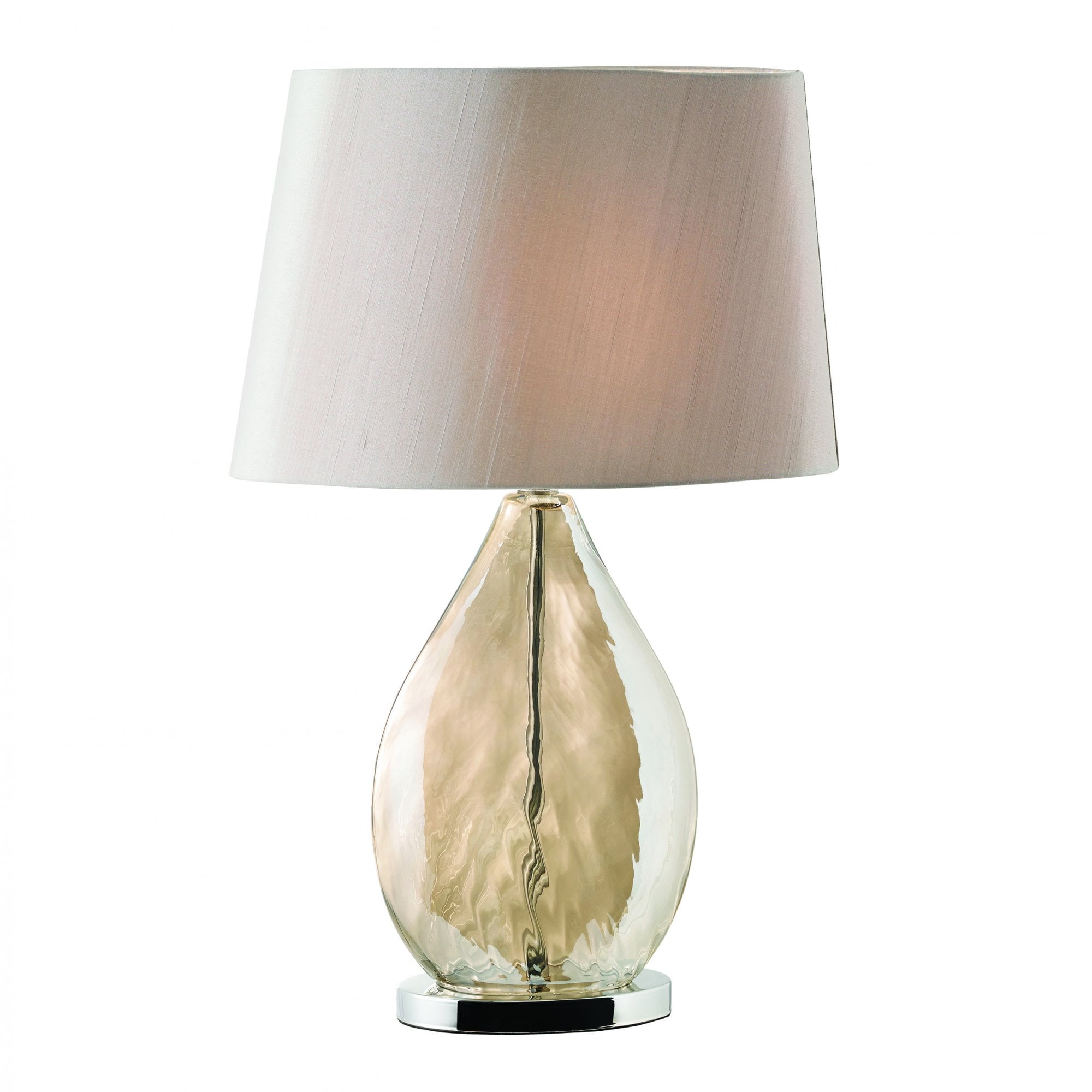 Endon Kew Single Light Table Lamp - Gold Tinted Glass & Mink Fabric
