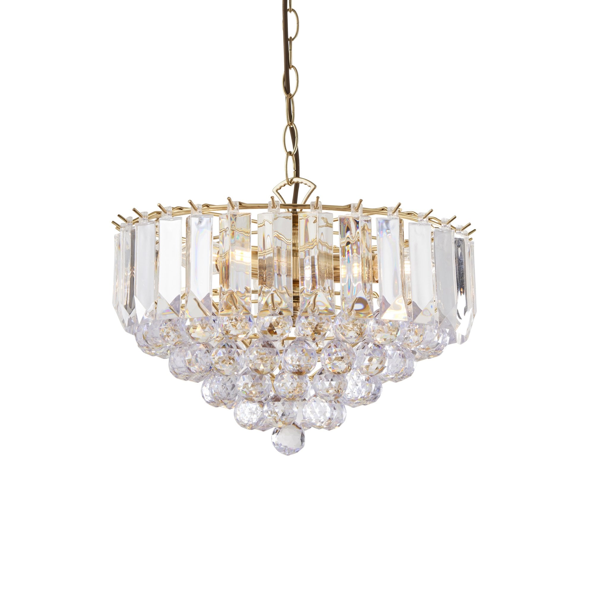 Endon Fargo 3 Light Pendant - Brass Plate & Clear Acrylic