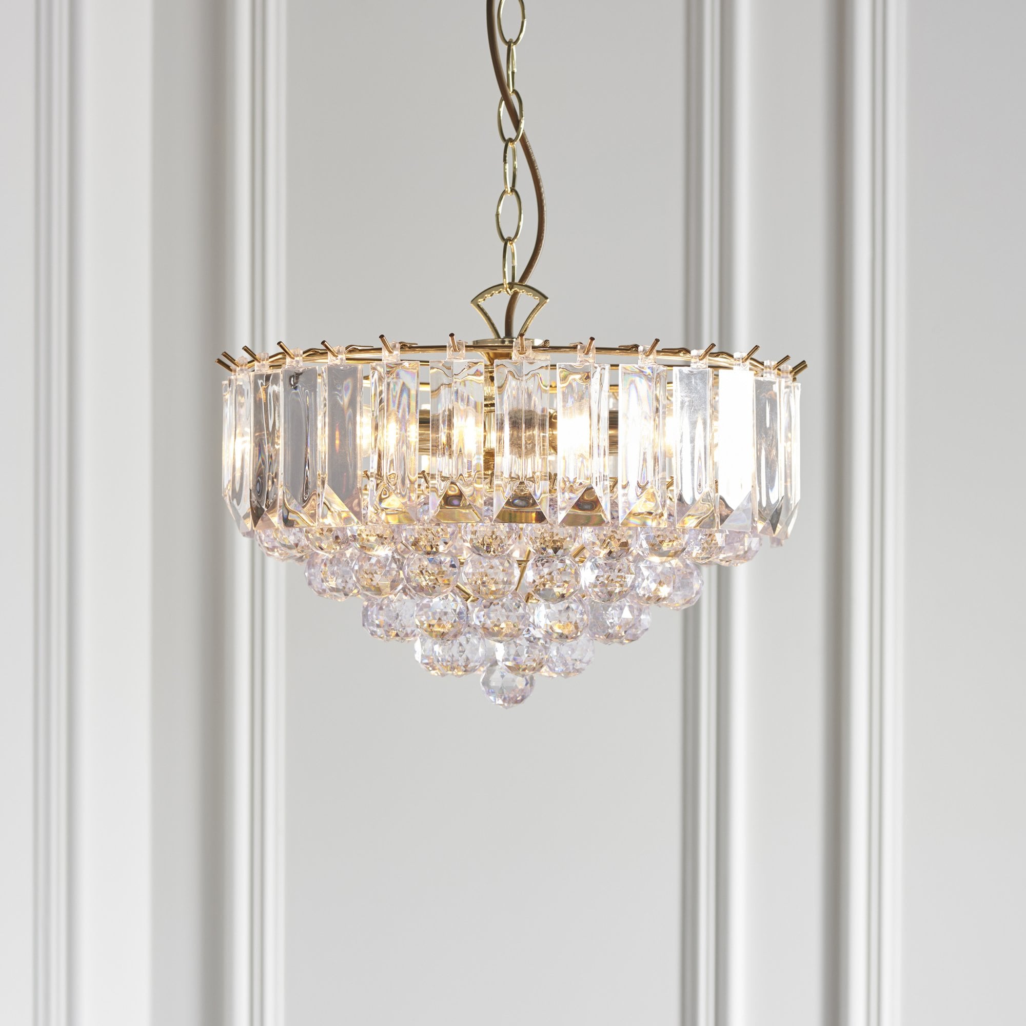 Endon Fargo 3 Light Pendant - Brass Plate & Clear Acrylic