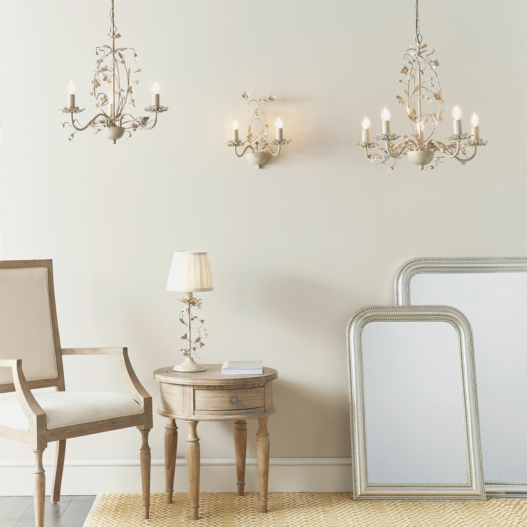 Endon Lullaby 3 Light Pendant - Cream/Br Gold Paint & Clear/Pearl Acrylic