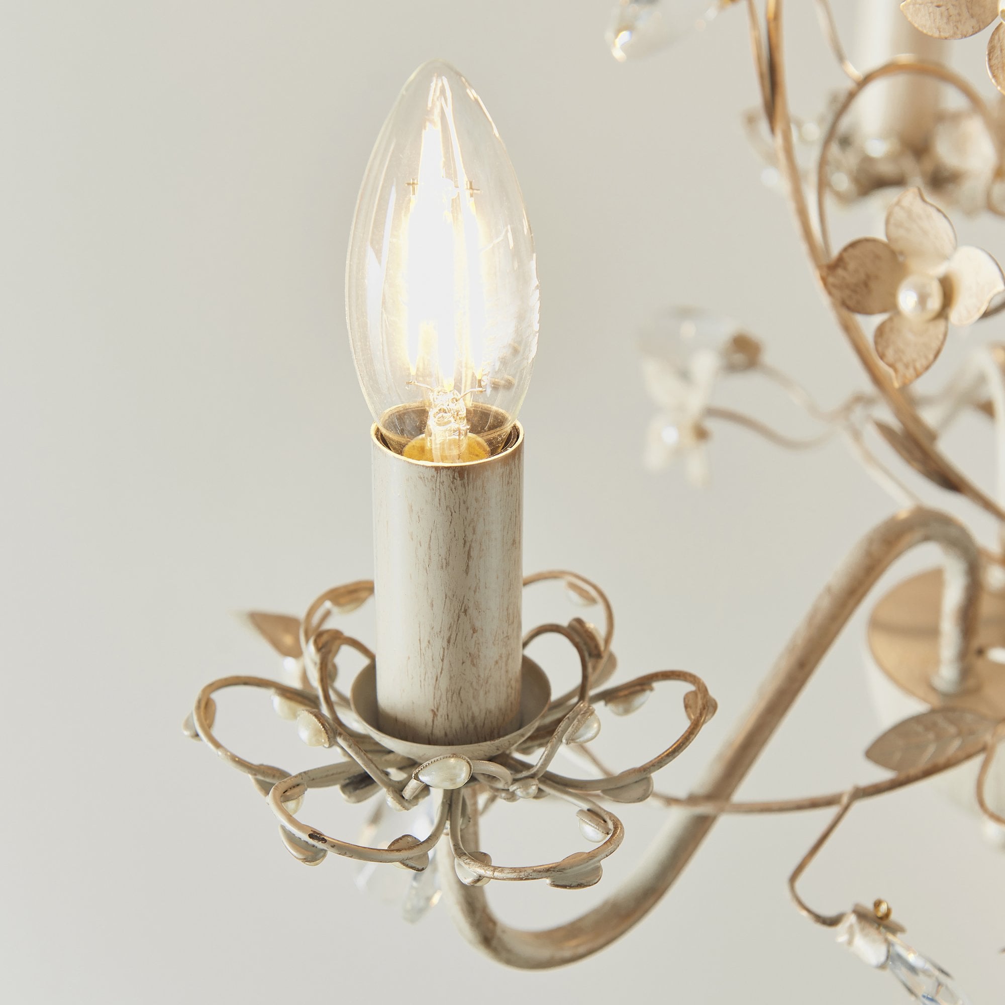 Endon Lullaby 3 Light Pendant - Cream/Br Gold Paint & Clear/Pearl Acrylic