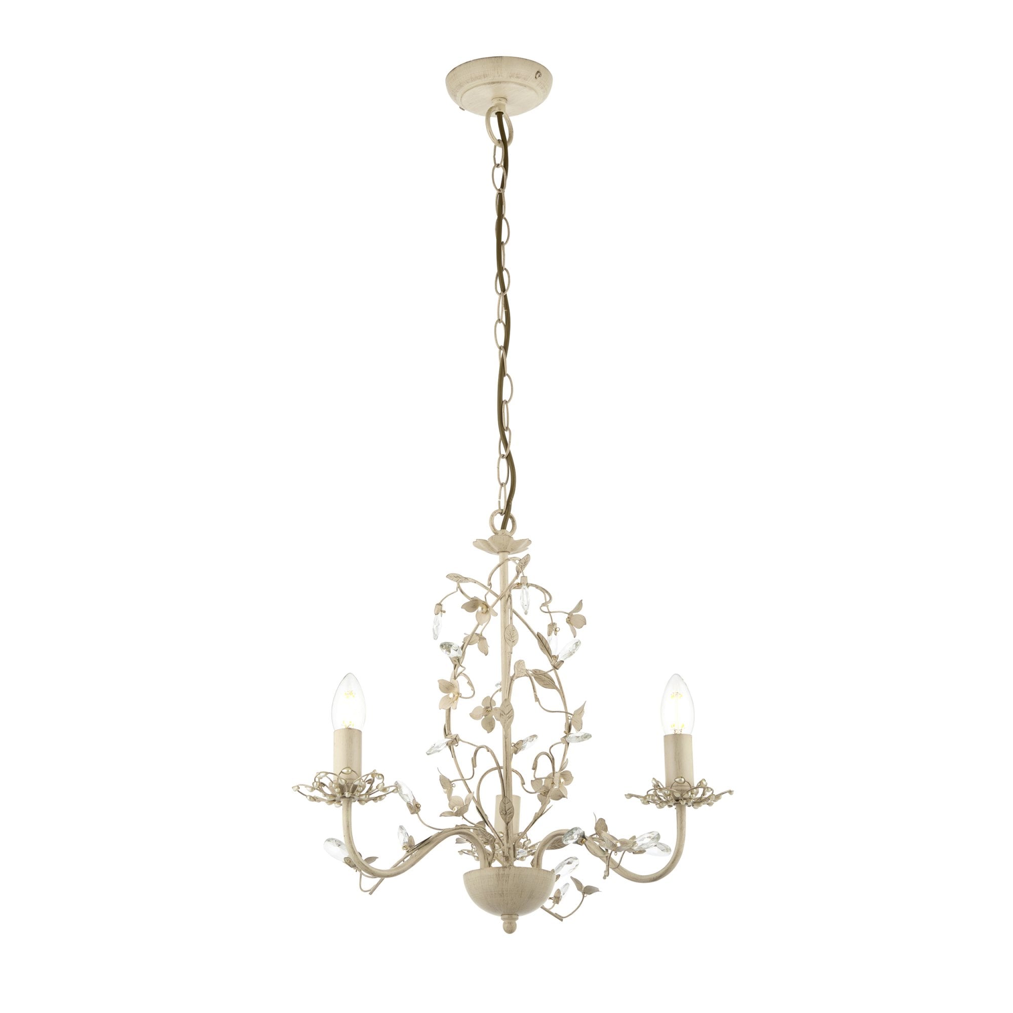 Endon Lullaby 3 Light Pendant - Cream/Br Gold Paint & Clear/Pearl Acrylic
