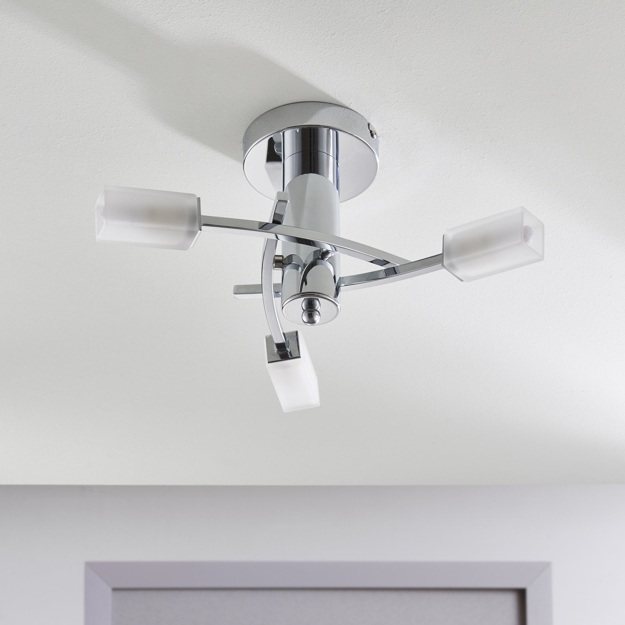 Endon Havana 3 Light Semi Flush Fitting - Chrome Plate & Frosted Glass