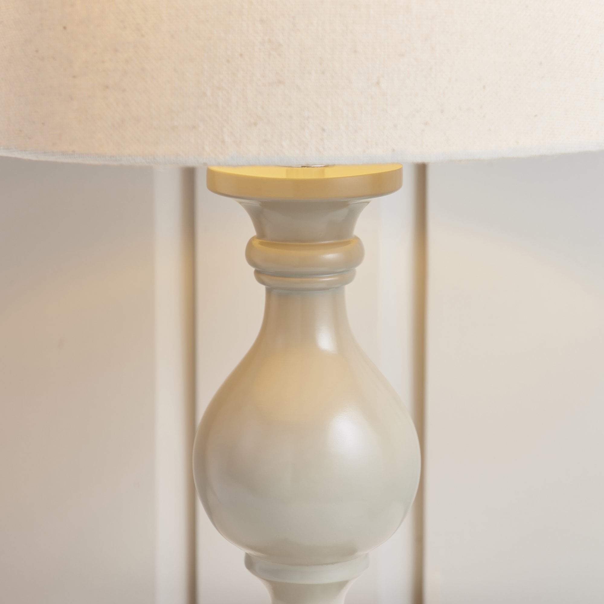 Endon Marsham Single Light Table Lamp - Taupe Painted Wood & Ivory Fabric