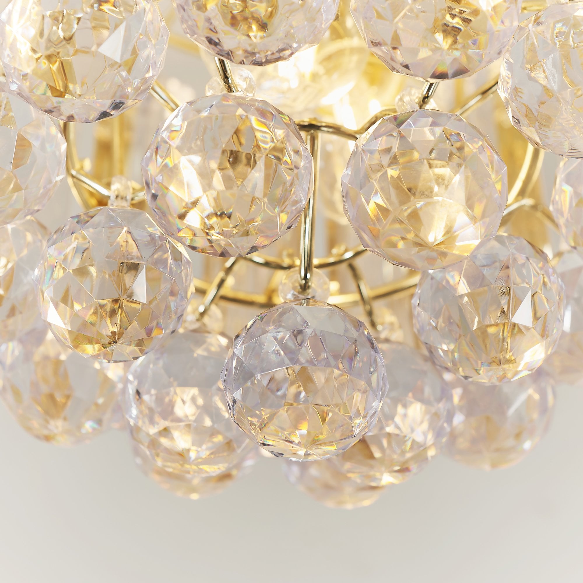 Endon Fargo 2 Light Flush Fitting - Brass Plate & Clear Acrylic