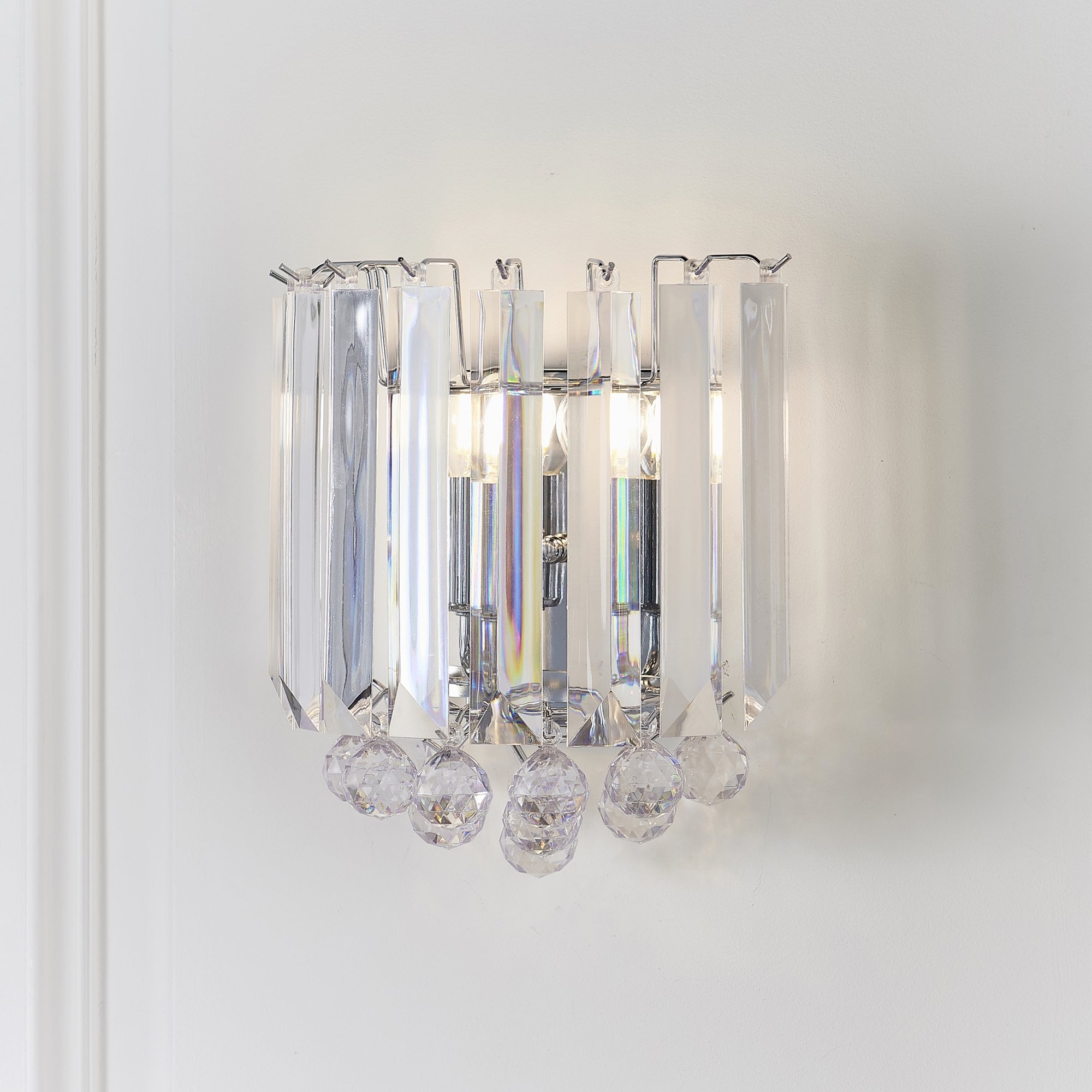 Endon Fargo 2 Light Wall Light - Chrome Plate & Clear Acrylic