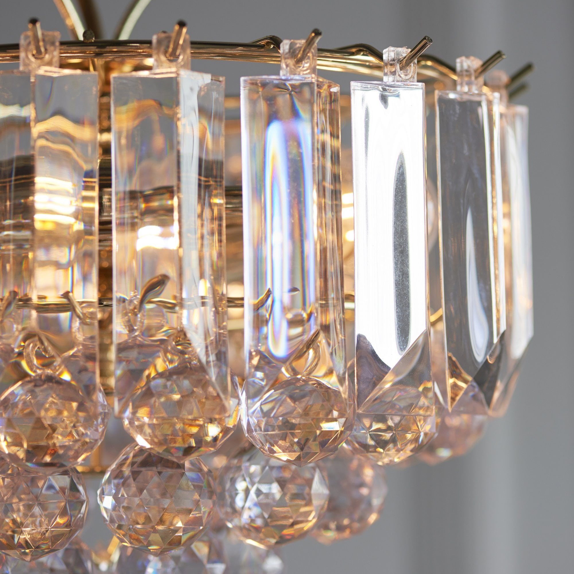 Endon Fargo 3 Light Small Pendant - Brass Plate & Clear Acrylic