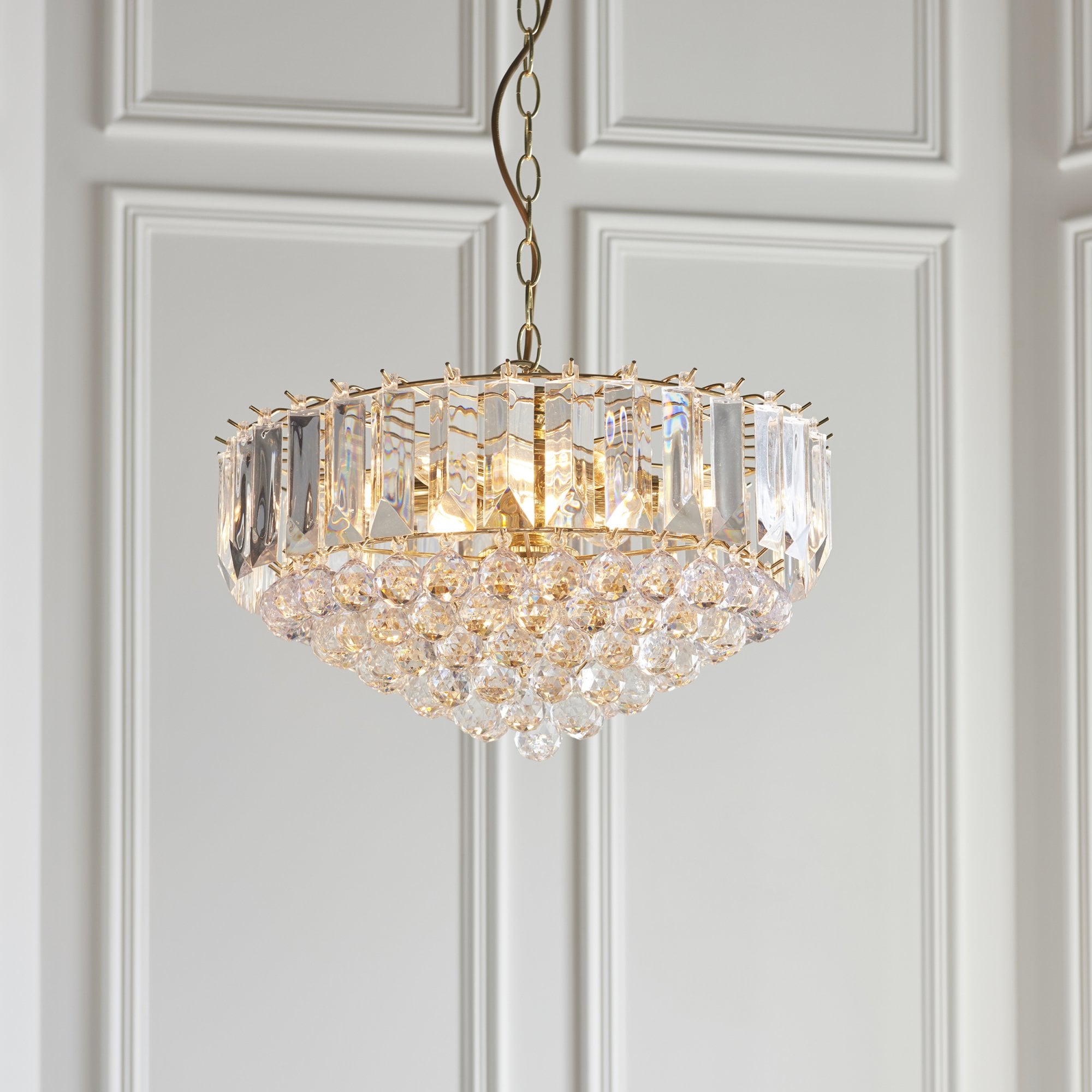 Endon Fargo 6 Light Pendant - Brass Plate & Clear Acrylic