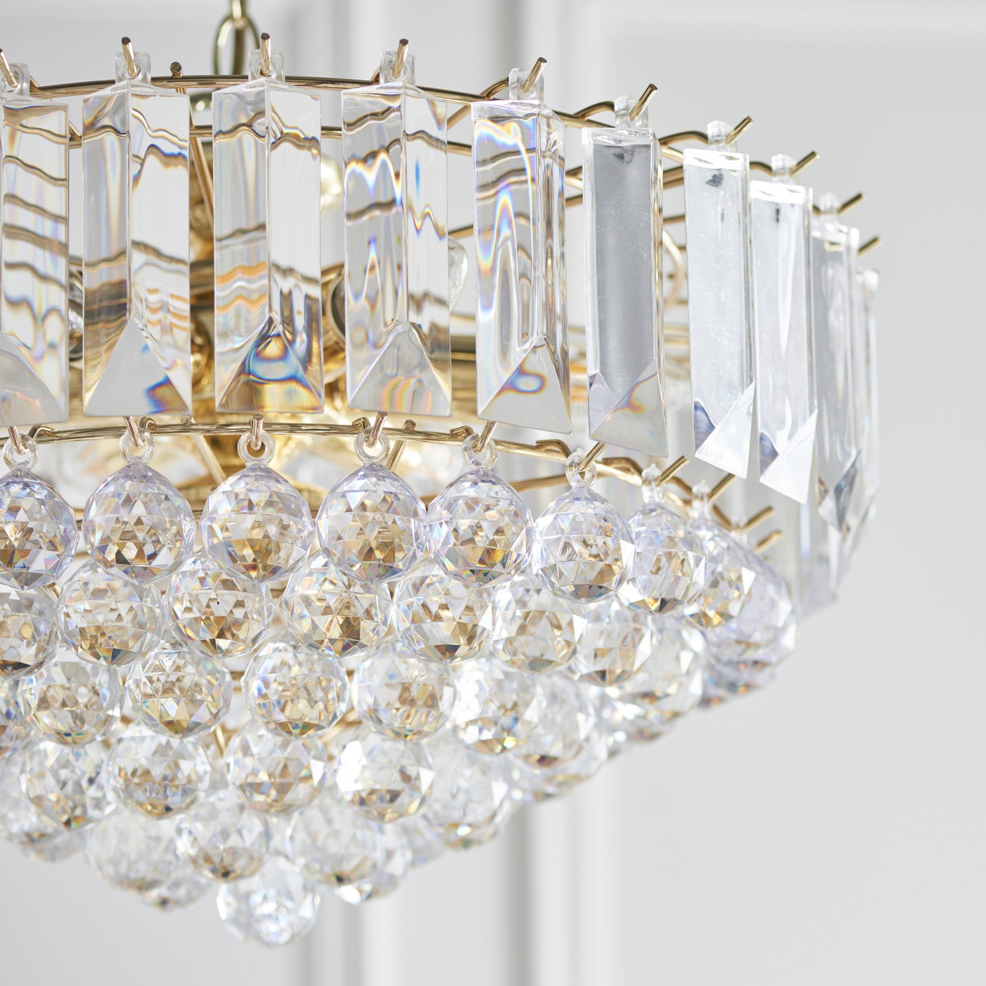 Endon Fargo 6 Light Pendant - Brass Plate & Clear Acrylic