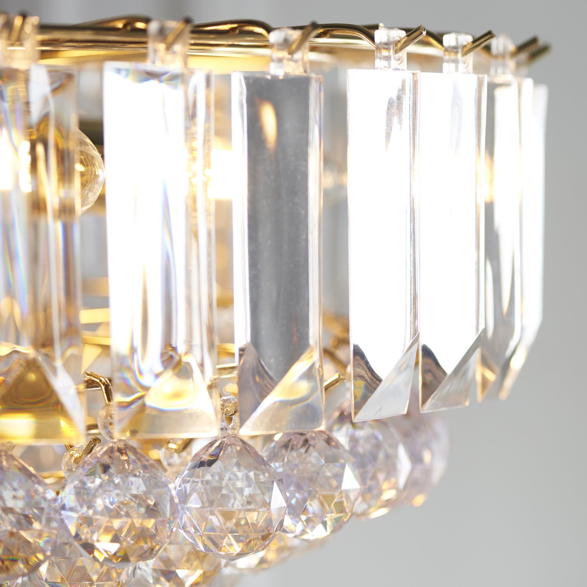 Endon Fargo 6 Light Pendant - Brass Plate & Clear Acrylic