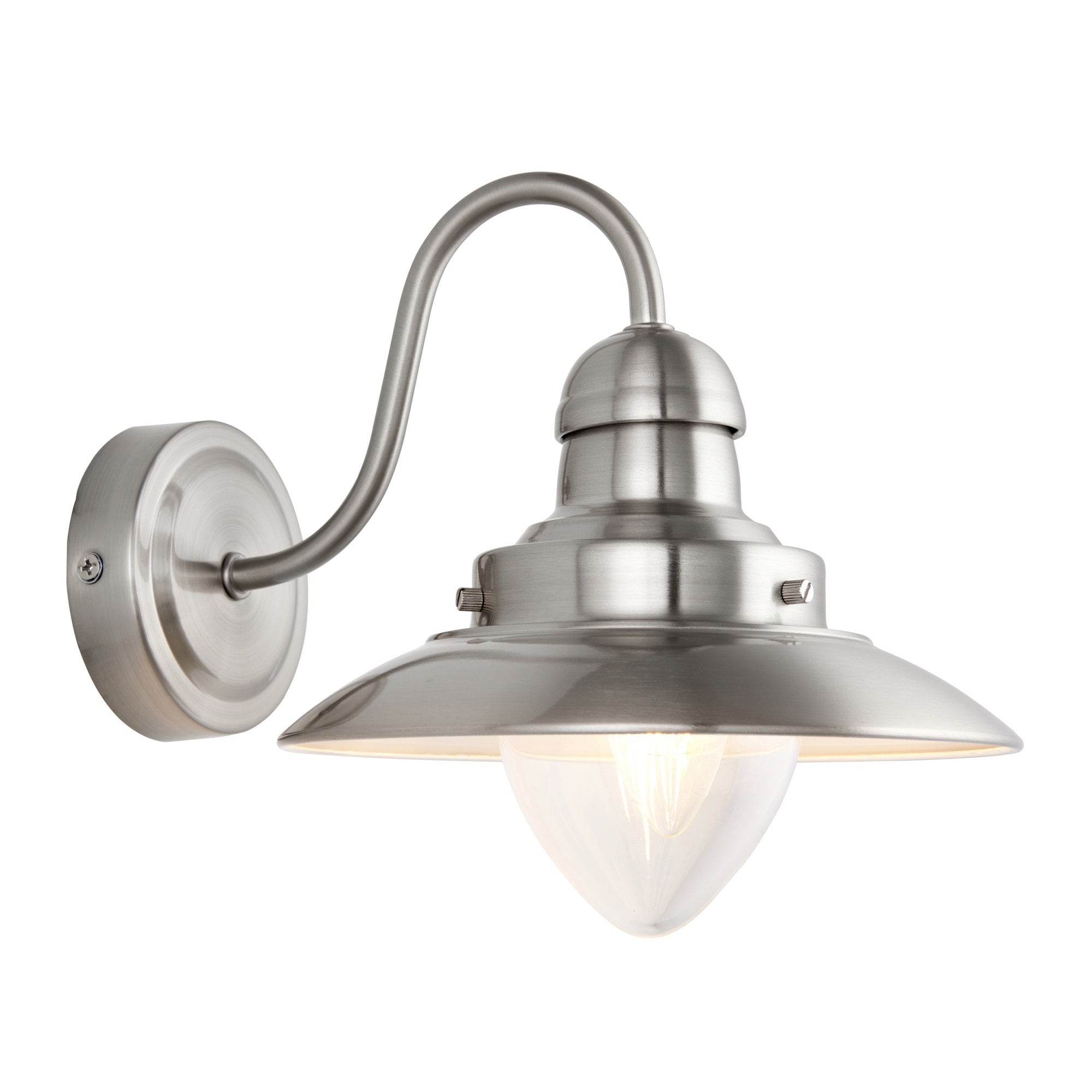 Endon Mendip Single Light Wall Light - Satin Nickel Plate & Clear Glass