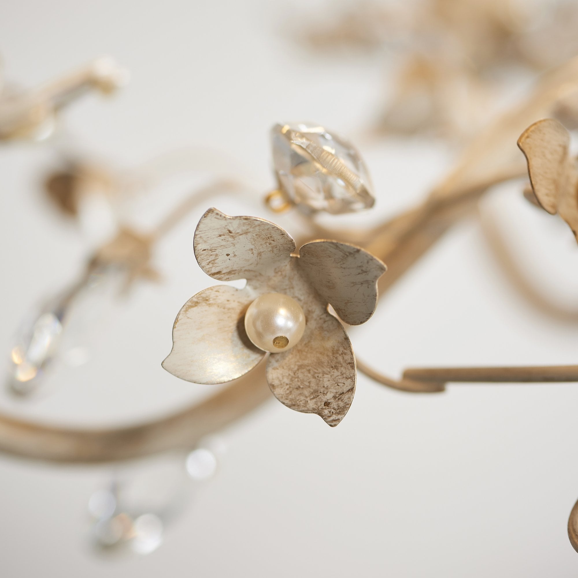 Endon Lullaby 5 Light Pendant - Cream/Br Gold Paint & Clear/Pearl Acrylic